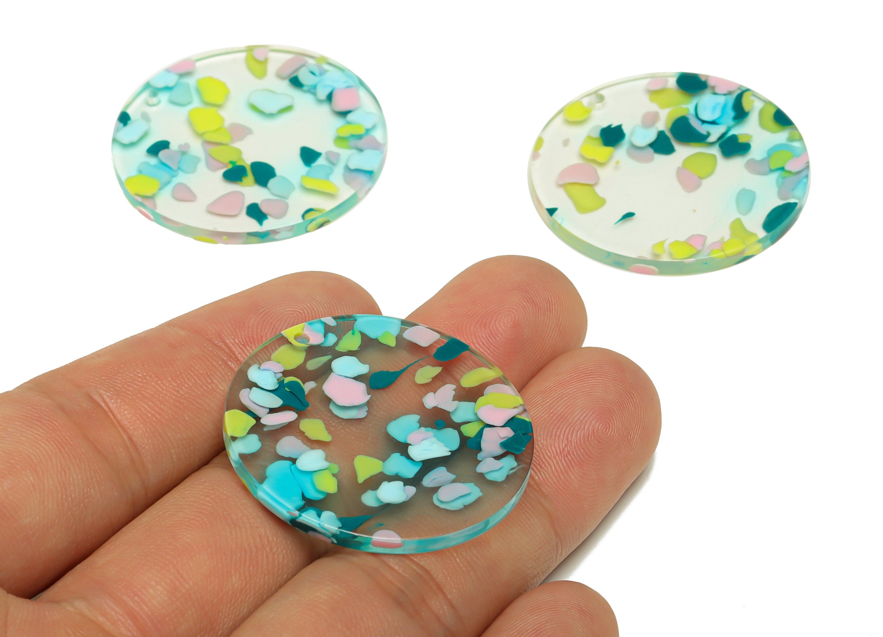 Acetate Round Charms - Circle Earrings and Pendant - Transparent Earring Findings - Jewelry Supplies - Color Code:A222 - 35x3mm -AC2621-A222 - DOMEDBAZAAR