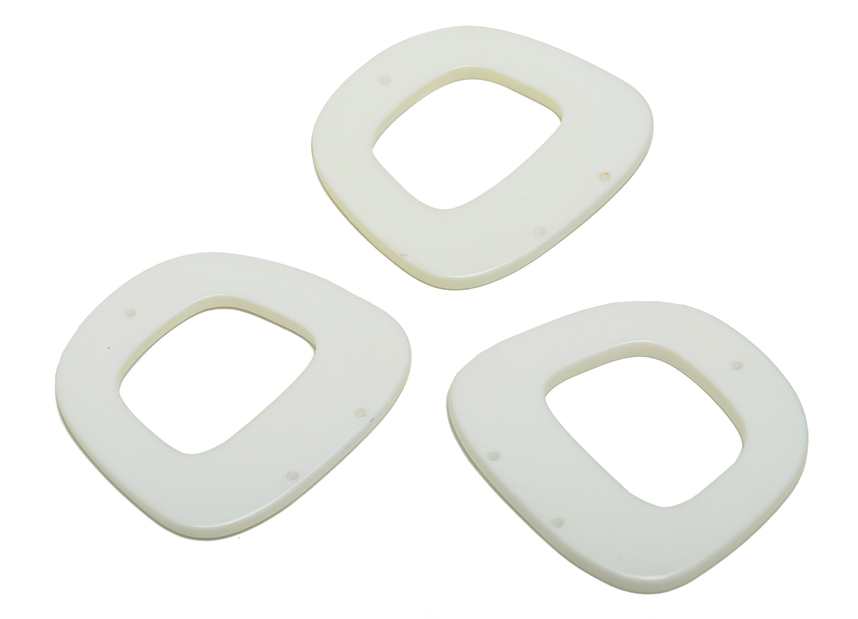 Acetate Trapezoid Charm - White Rounded Trapezoid Pendant And Earring Charm - Trapezoid Connector - Code: A921 - 32x30.51x1.95mm - AC2613 - DOMEDBAZAAR