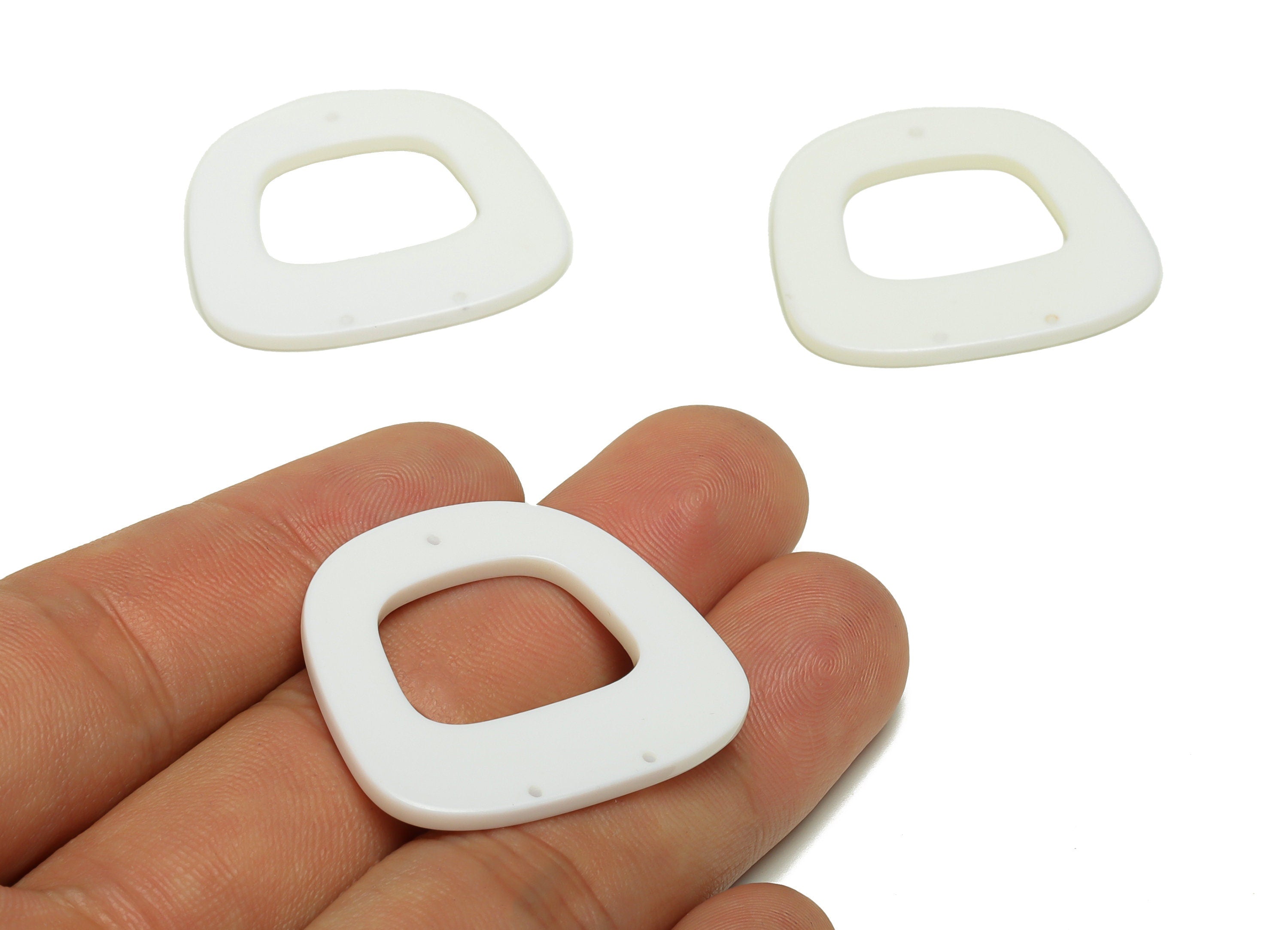 Acetate Trapezoid Charm - White Rounded Trapezoid Pendant And Earring Charm - Trapezoid Connector - Code: A921 - 32x30.51x1.95mm - AC2613 - DOMEDBAZAAR