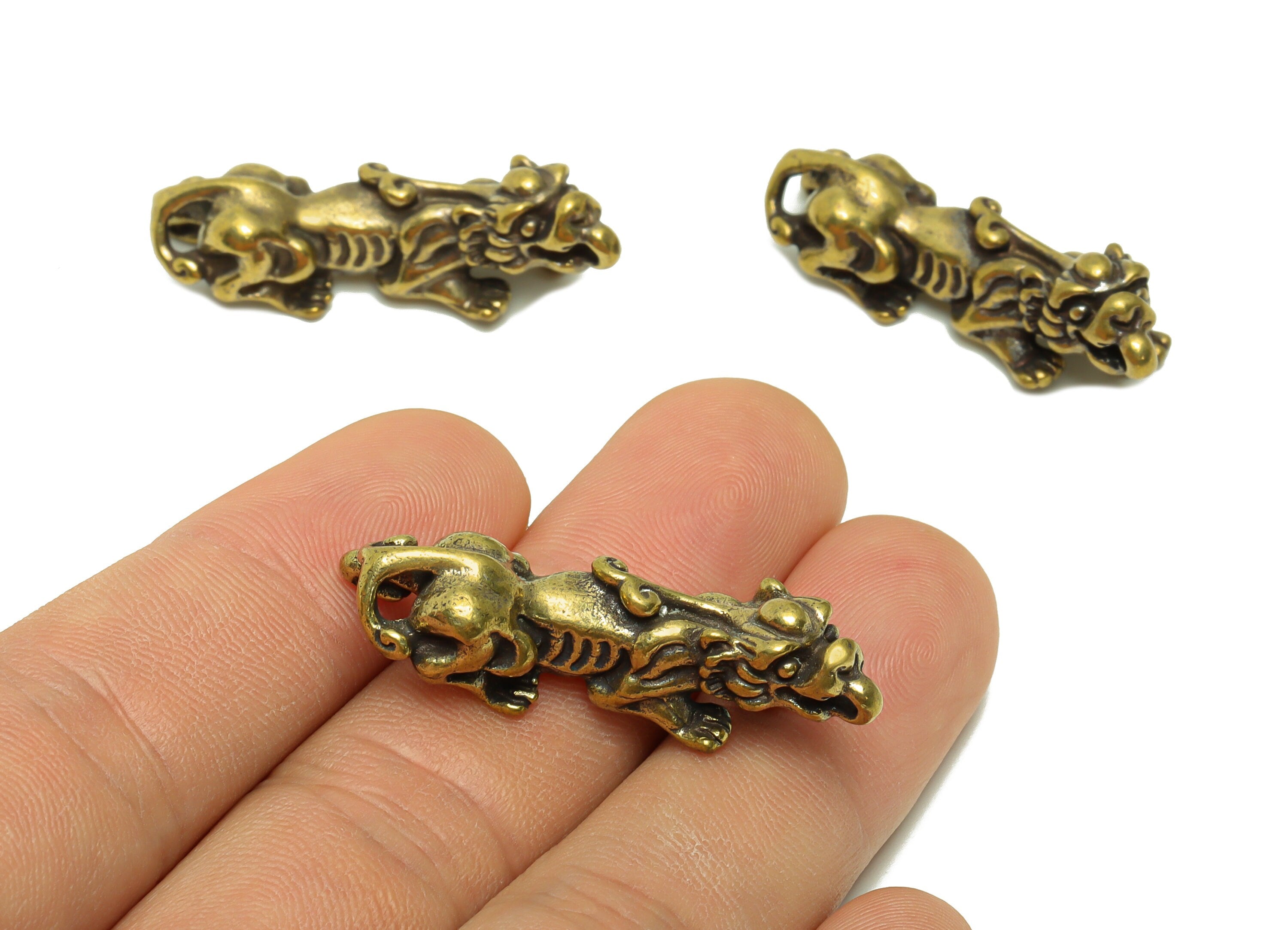 Brass Brave Troops Charm - Raw Brass Brave Troops Earring Charms - Antique Looking Pendant - Dragon Figure - 38x11.76x14mm - PP8711 - DOMEDBAZAAR