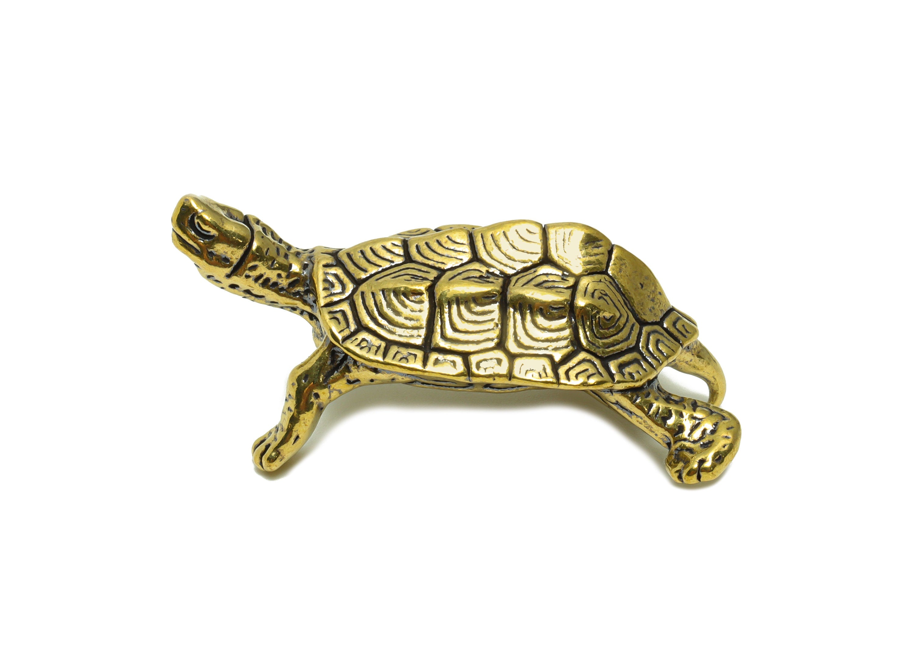 Brass Turtle Charm - Raw Brass Turtle Earring Charms - Antique Looking Pendant - Turtle Figure - Pattern Turtle - 50.08x30.75x13mm - PP8744 - DOMEDBAZAAR