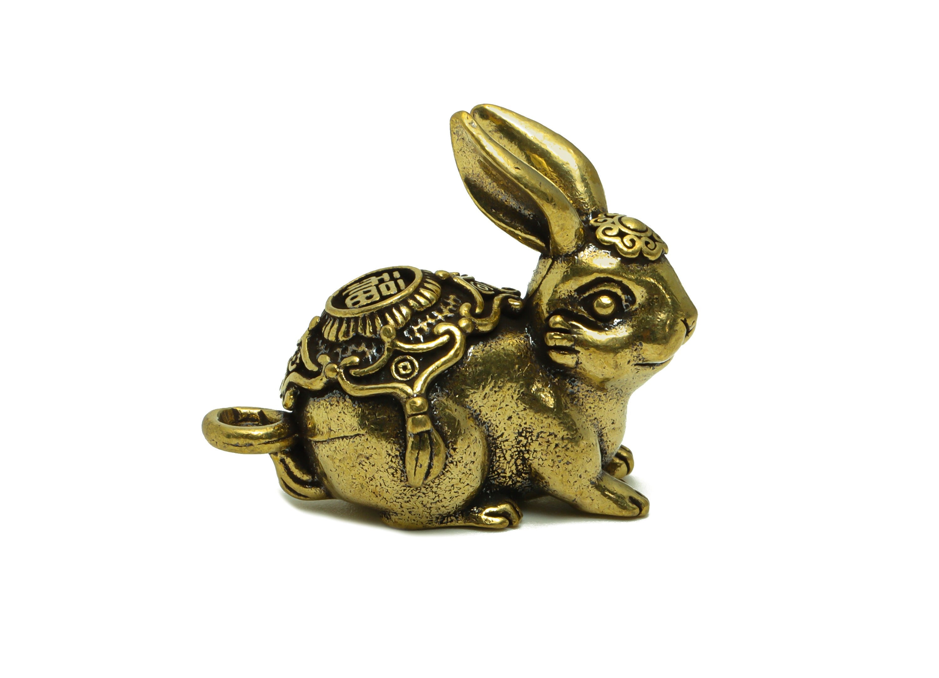 Brass Rabbit Charm - Raw Brass Rabbit Earring Charms - Antique Looking Pendant - Rabbit Figure - Pattern Rabbit - 31.61x27x17.47mm - PP8714 - DOMEDBAZAAR
