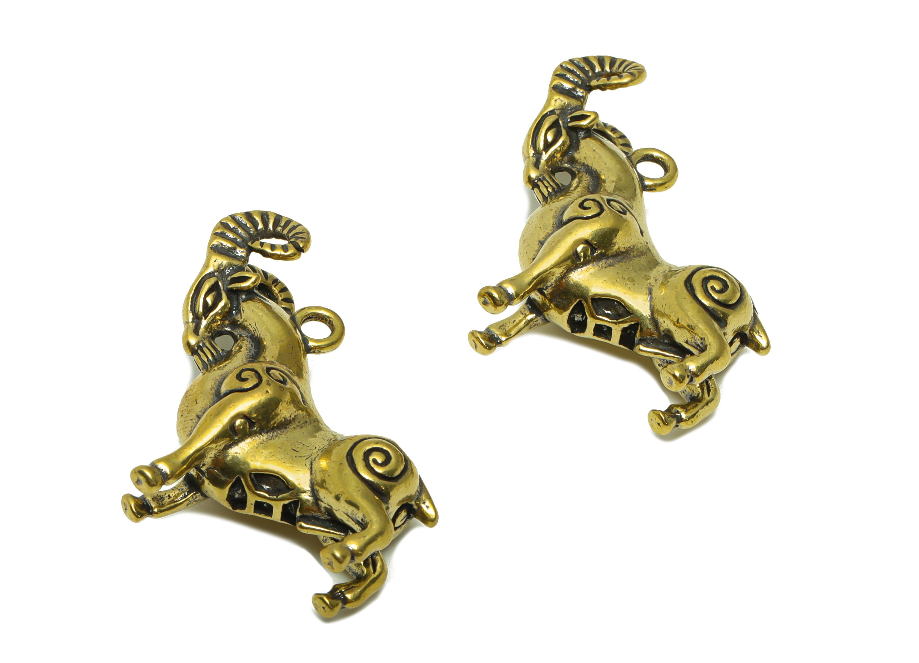 Brass Antelope Charm - Raw Brass Antelope Earring Charms - Antique Looking Pendant - Antelope Figure - Goat Charms - 39.89x28x15mm - PP8777 - DOMEDBAZAAR