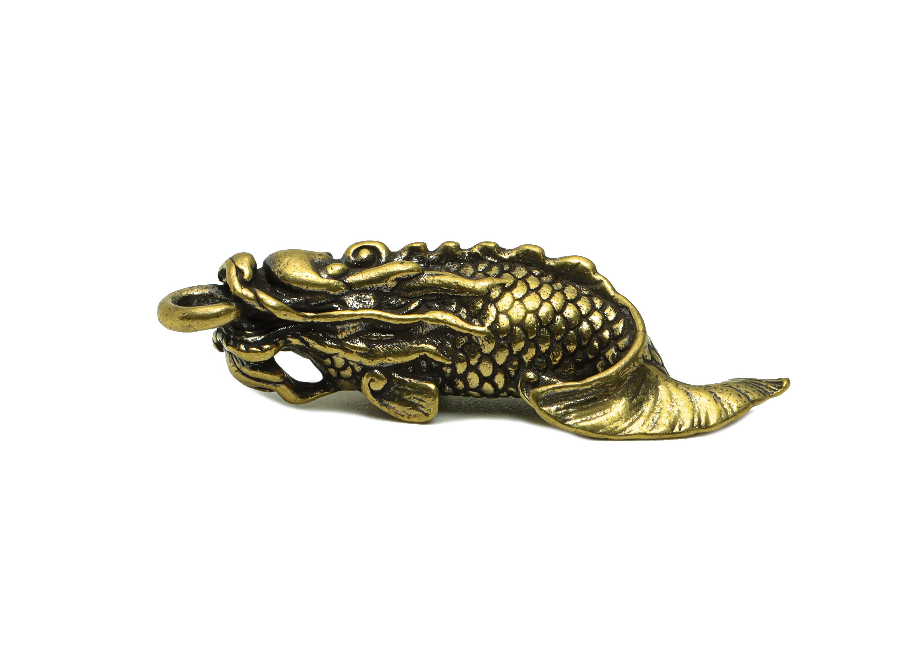 Brass Arowana Charm - Raw Brass Arowana Earring Charms - Antique Looking Pendant - Arowana Textured Figure - 41.7x13.58x9.9mm- PP8763 - DOMEDBAZAAR