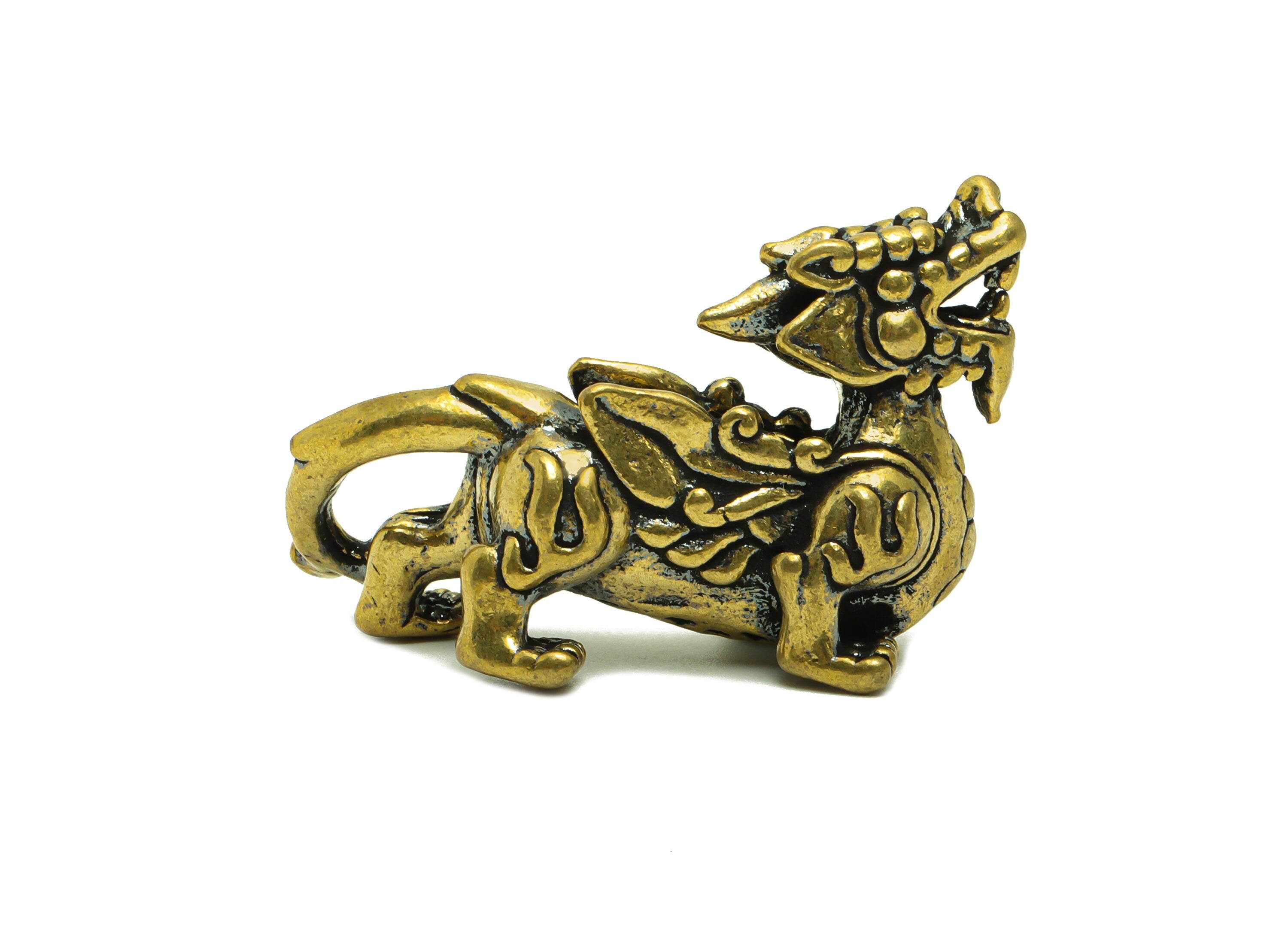 Brass Brave Troops Charm - Raw Brass Brave Troops Earring Charms - Antique Looking Pendant - Wings Dragon Figure - 42.2x23.88x14mm - PP8728 - DOMEDBAZAAR