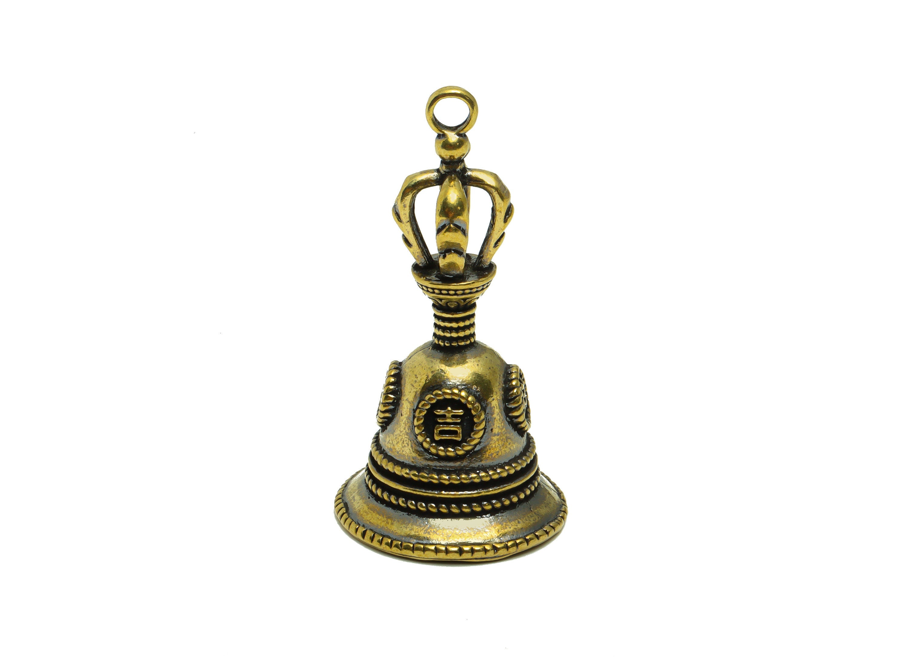Brass Bell Charm - Raw Brass Ring the Bell Earring Charms - Bell Figure - Antique Looking Pendant - Vintage Style Bell - 48x25x25mm- PP8783 - DOMEDBAZAAR