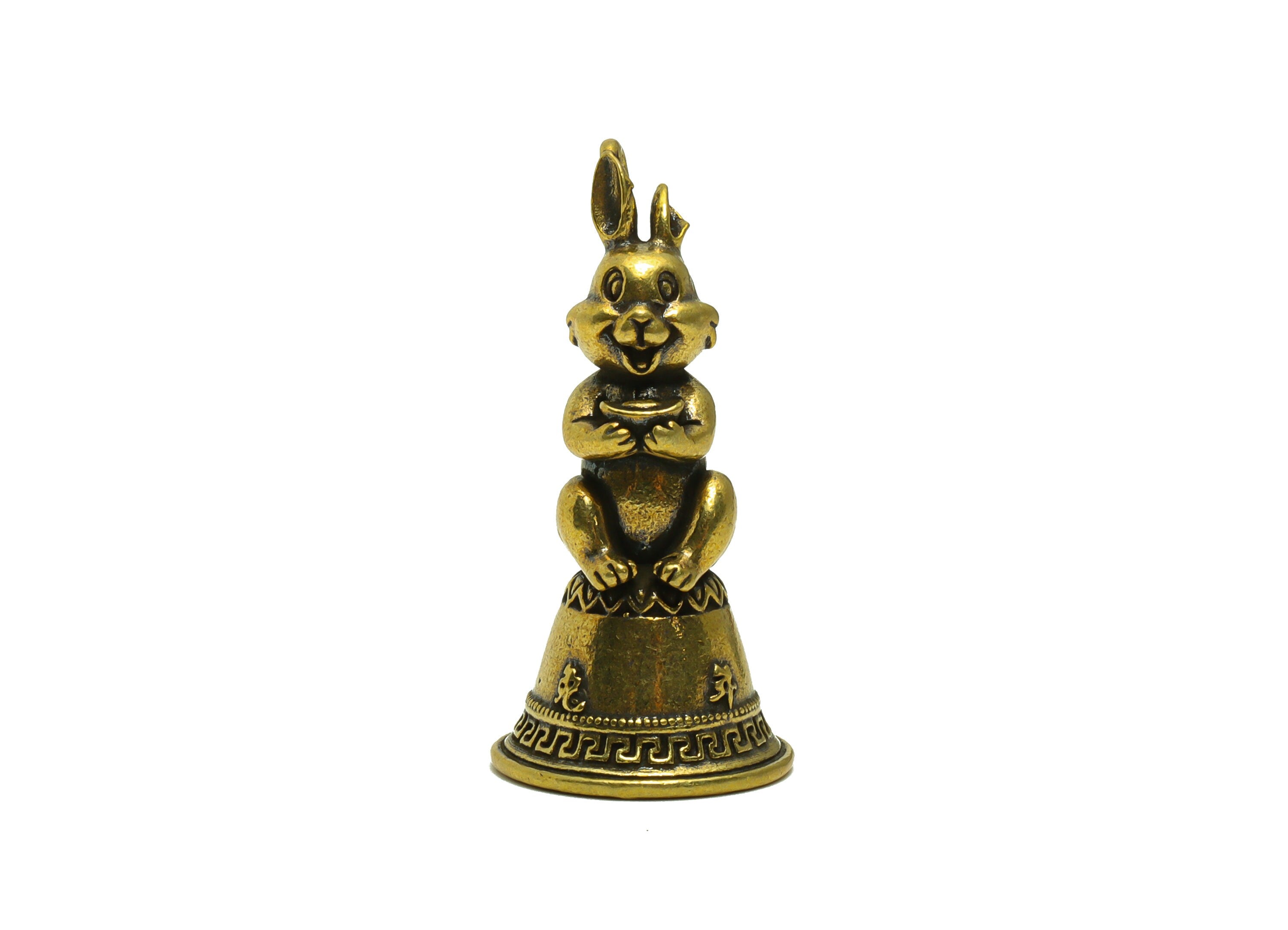 Brass Bell Charm - Raw Brass Rabbit Bell Earring Charms - Dragon Bell Figure - Antique Looking Pendant - Bell Pendant- 39.62x19x19mm-PP8757 - DOMEDBAZAAR
