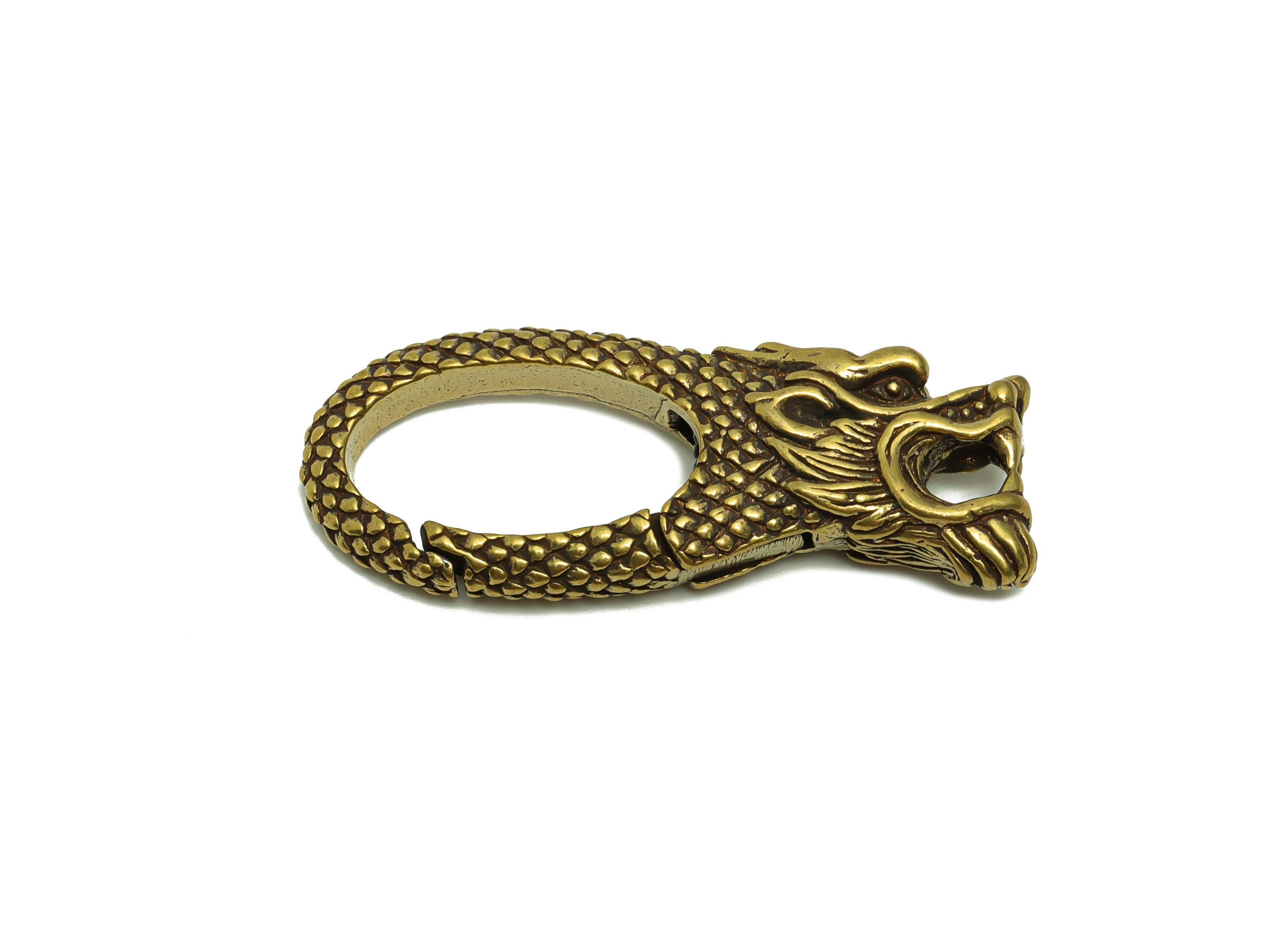Brass Claw Clasps - Raw Brass Dragon Clasps - Keyring Clasp Figure - Antique Looking Clasp - Textured Dragon Clasp - 51.1x20.49x9mm - PP8708 - DOMEDBAZAAR