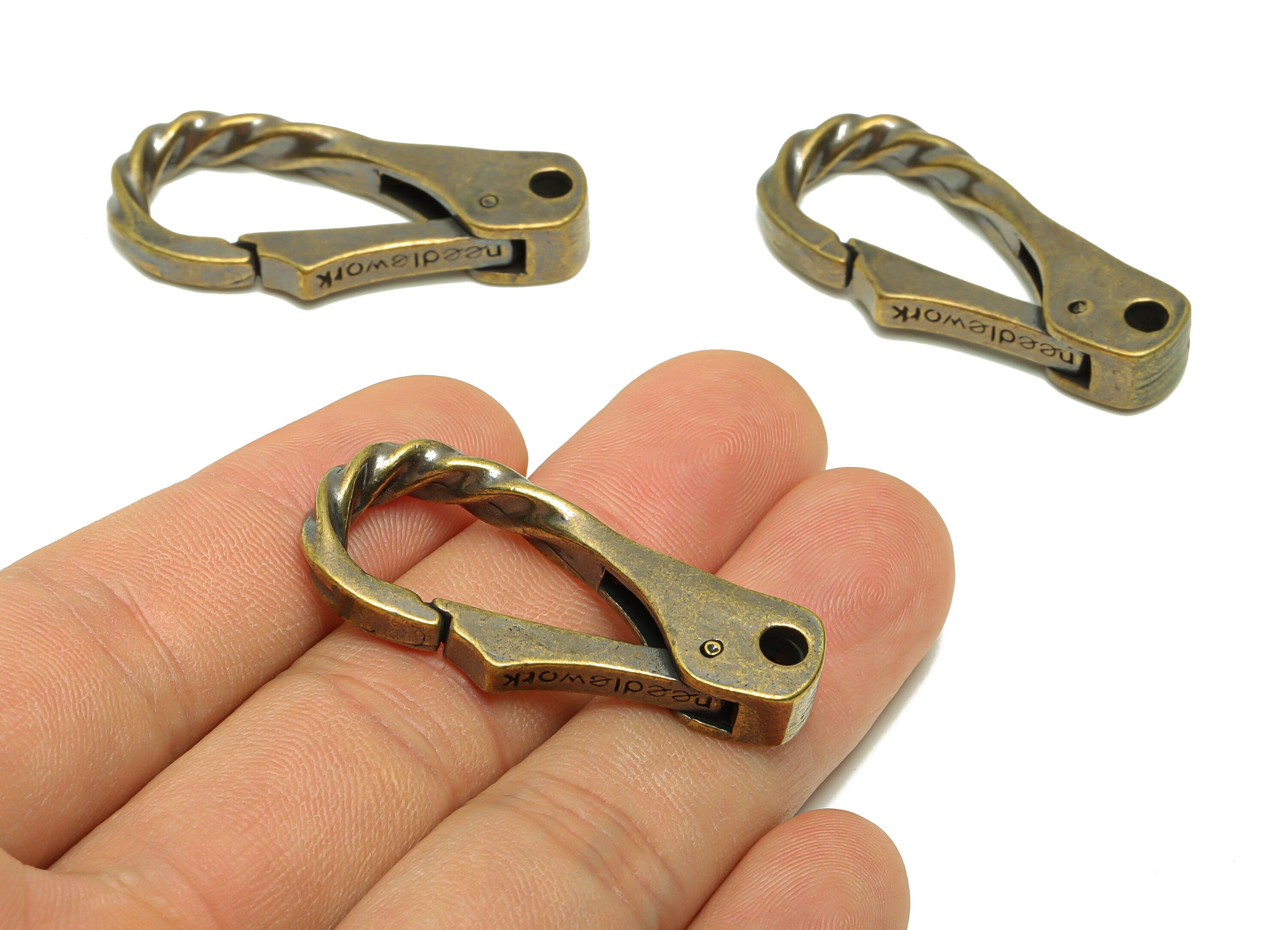Brass Claw Clasps - Raw Brass Claw Clasps - Twisted Keyring Clasp Figure - Antique Looking Clasp - Key Twisted Clasp - 41x18x6.9mm - PP8724 - DOMEDBAZAAR