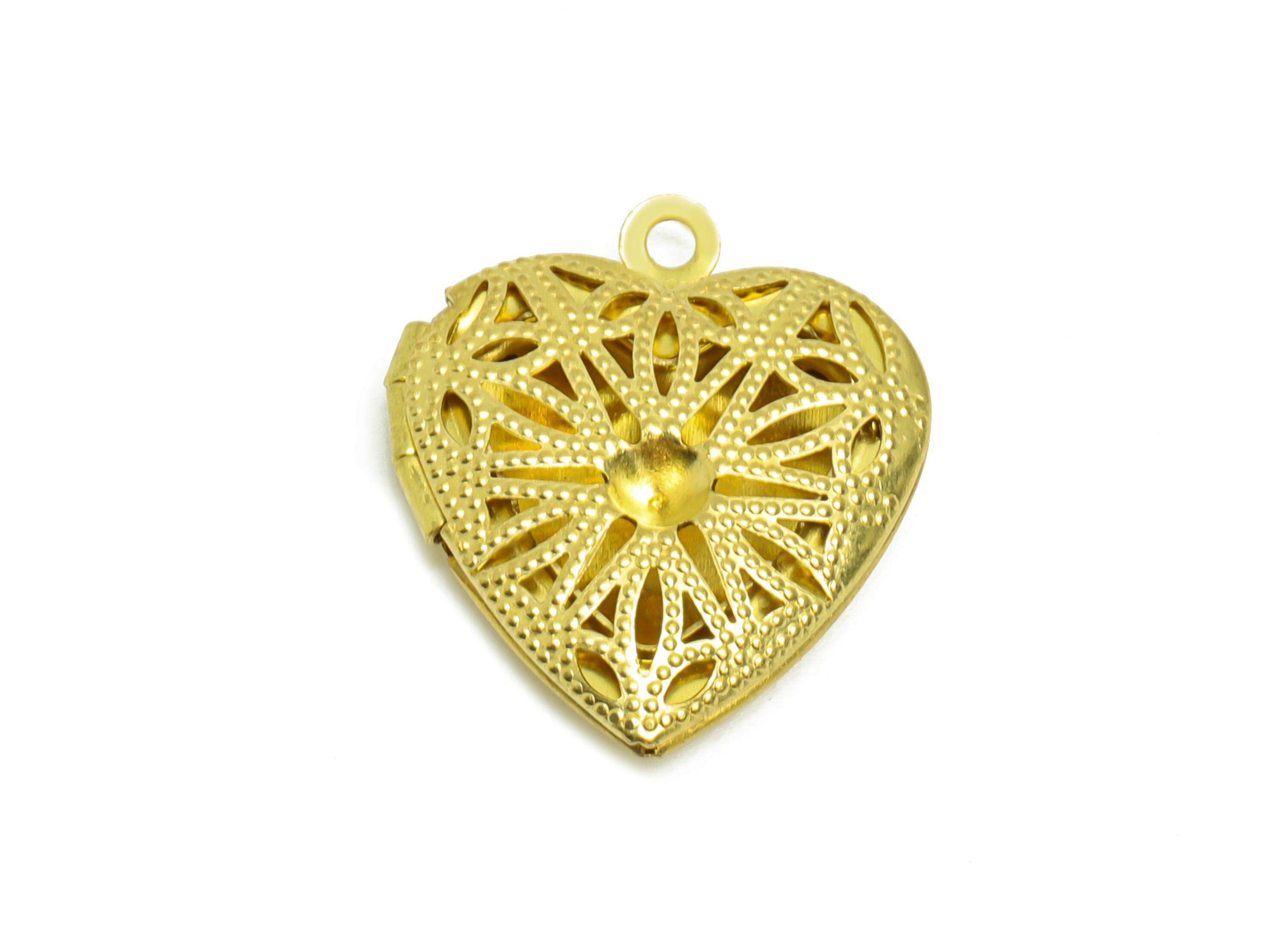 Brass Heart Locket Charm - Raw Brass Antique Vintage - Vintage Looking Locket - Engraved Locket - Antique Looking Locket - 22x19x5mm -PP8908 - DOMEDBAZAAR