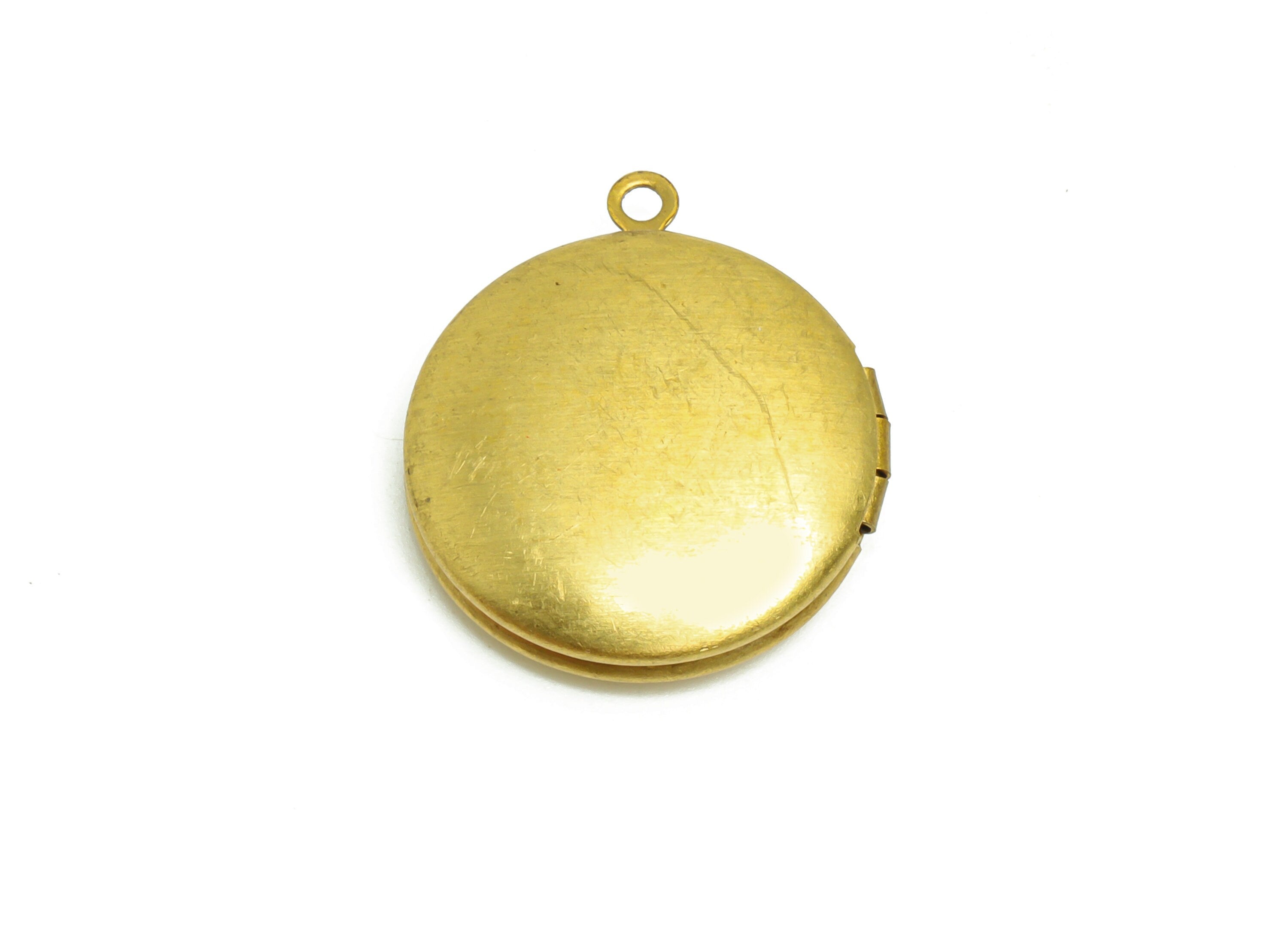 Brass Round Locket Charm - Raw Brass Antique Vintage - Antique Looking Locket - Vintage Looking Locket For Necklace - 22.75x19x5mm - PP8926 - DOMEDBAZAAR