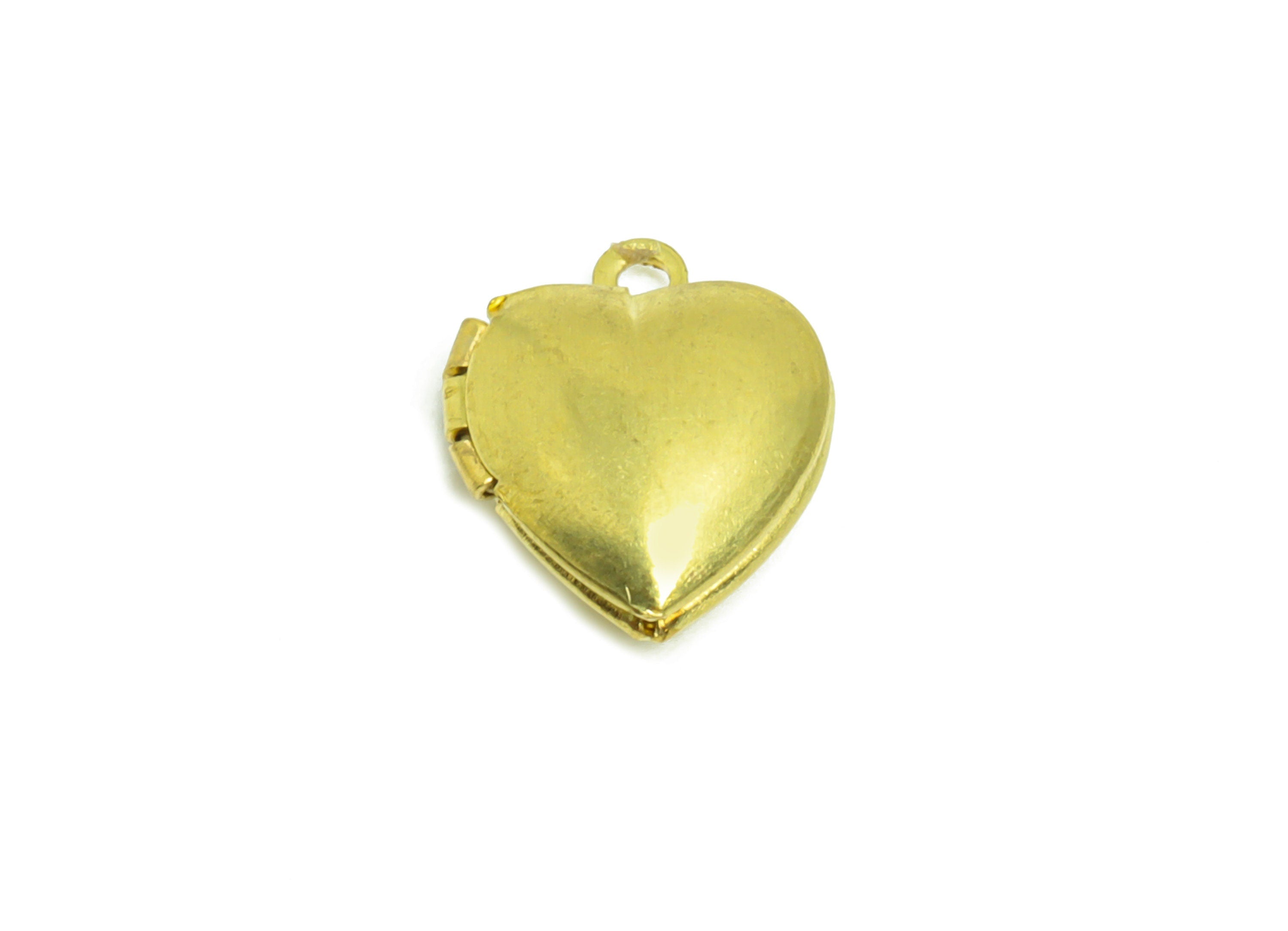 Brass Heart Locket Charm - Raw Brass Mini Heart Locket Charms - Heart Locket Pendant For Engraved - 12.27x10.34x4.21mm - PP8917 - DOMEDBAZAAR