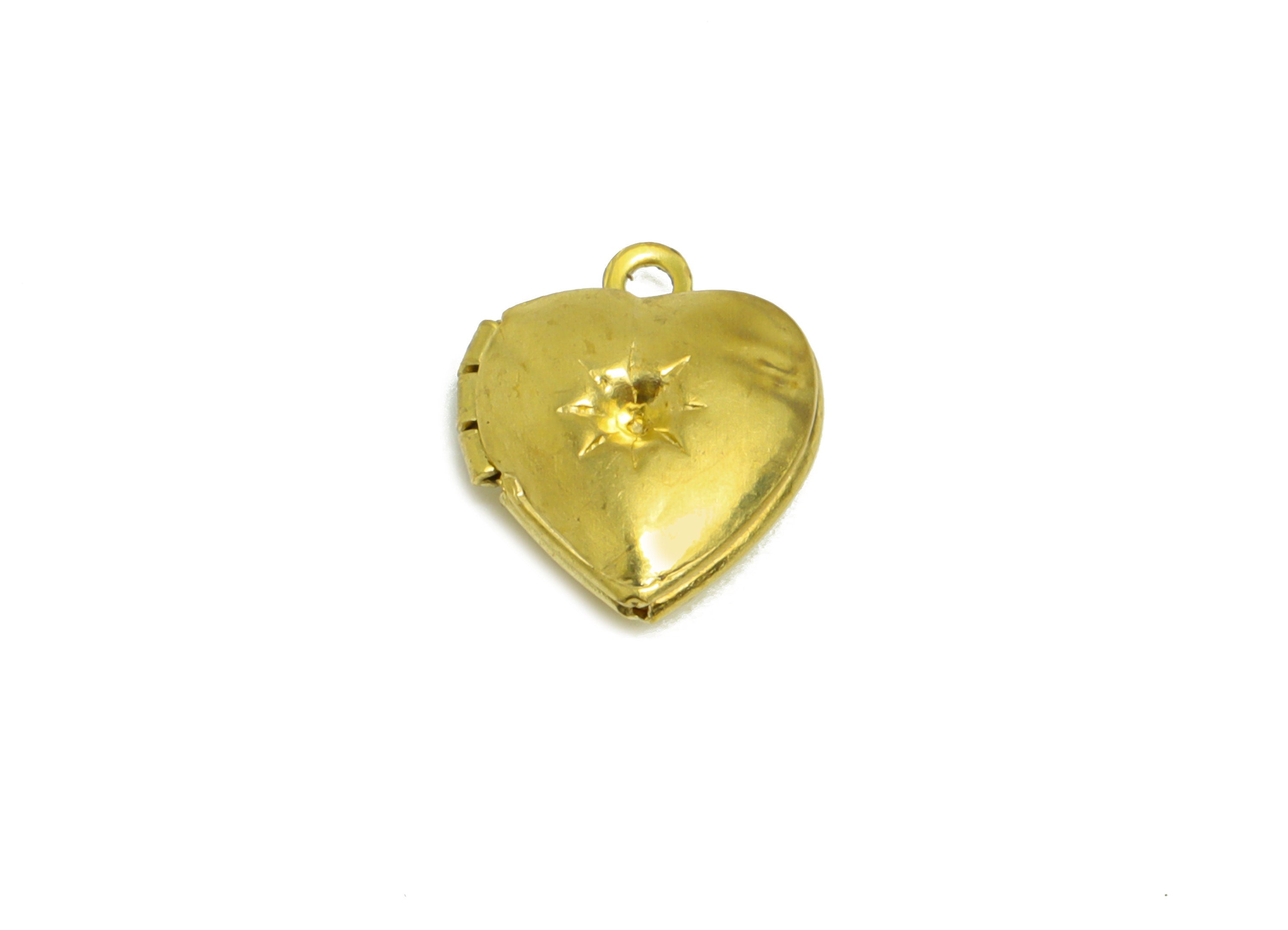 Brass Heart Locket Charm - Raw Brass Mini Heart Locket Charms - Locket Pendant For Necklace - Fligre Locket - 12.4x10.32x3.99mm - PP8914 - DOMEDBAZAAR
