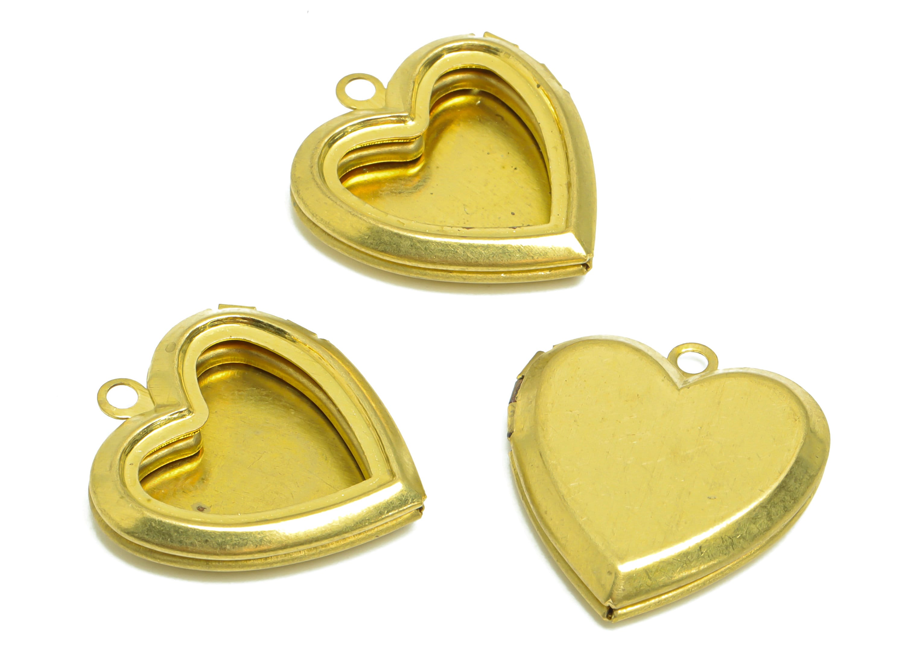 Brass Heart Locket Charm - Raw Brass Hollow Heart Locket Charms - Locket Pendant For Necklace - Fligre Locket Pendant - 24.6x22x4mm - PP8911 - DOMEDBAZAAR