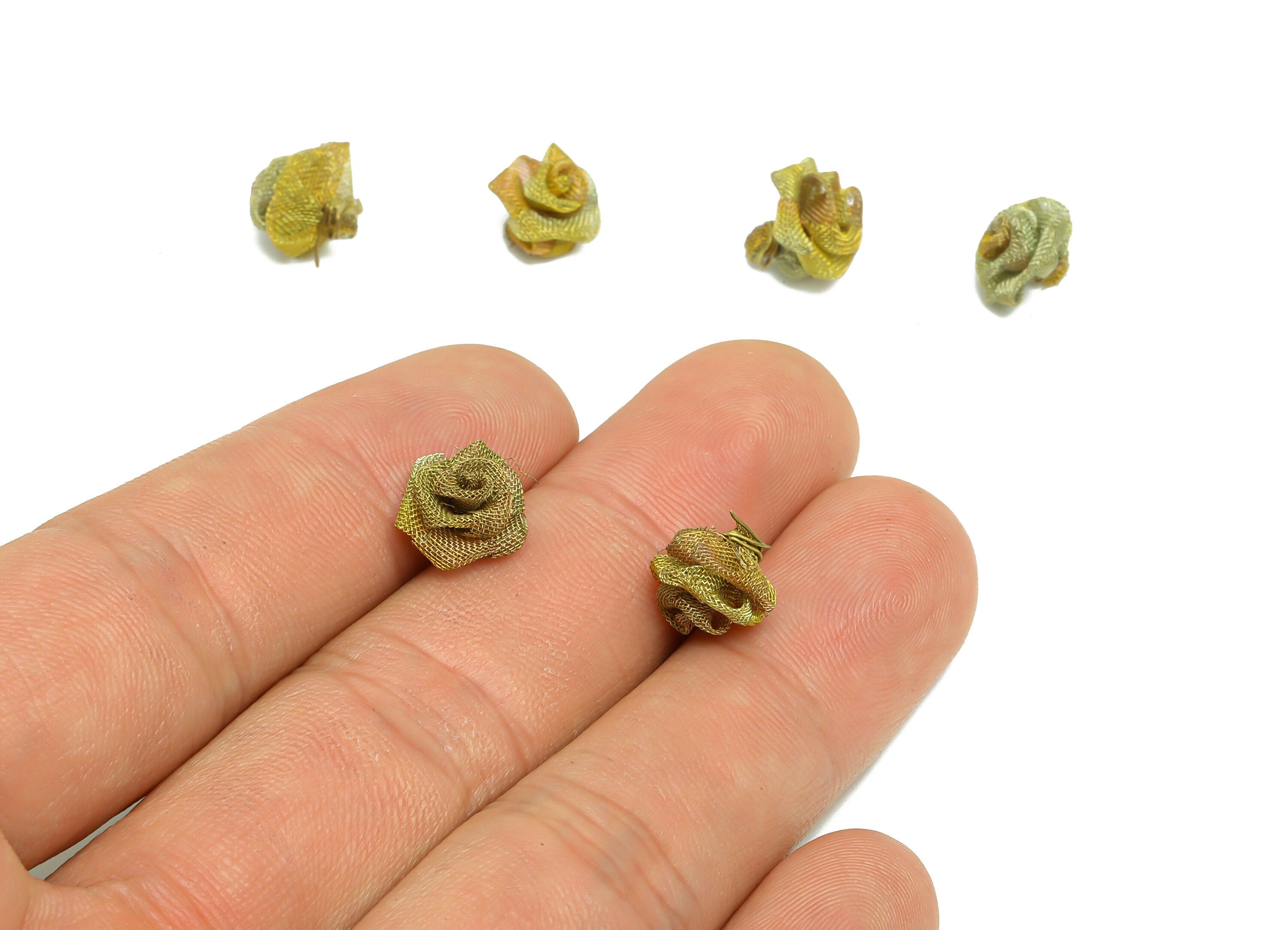 Brass Rose Earring Charms - Raw Brass Flower Charm - Brass Cubic Rose Earring Charm - Rose Figure - Jewelry Supplies - 9.36x9x8mm - PP8904 - DOMEDBAZAAR