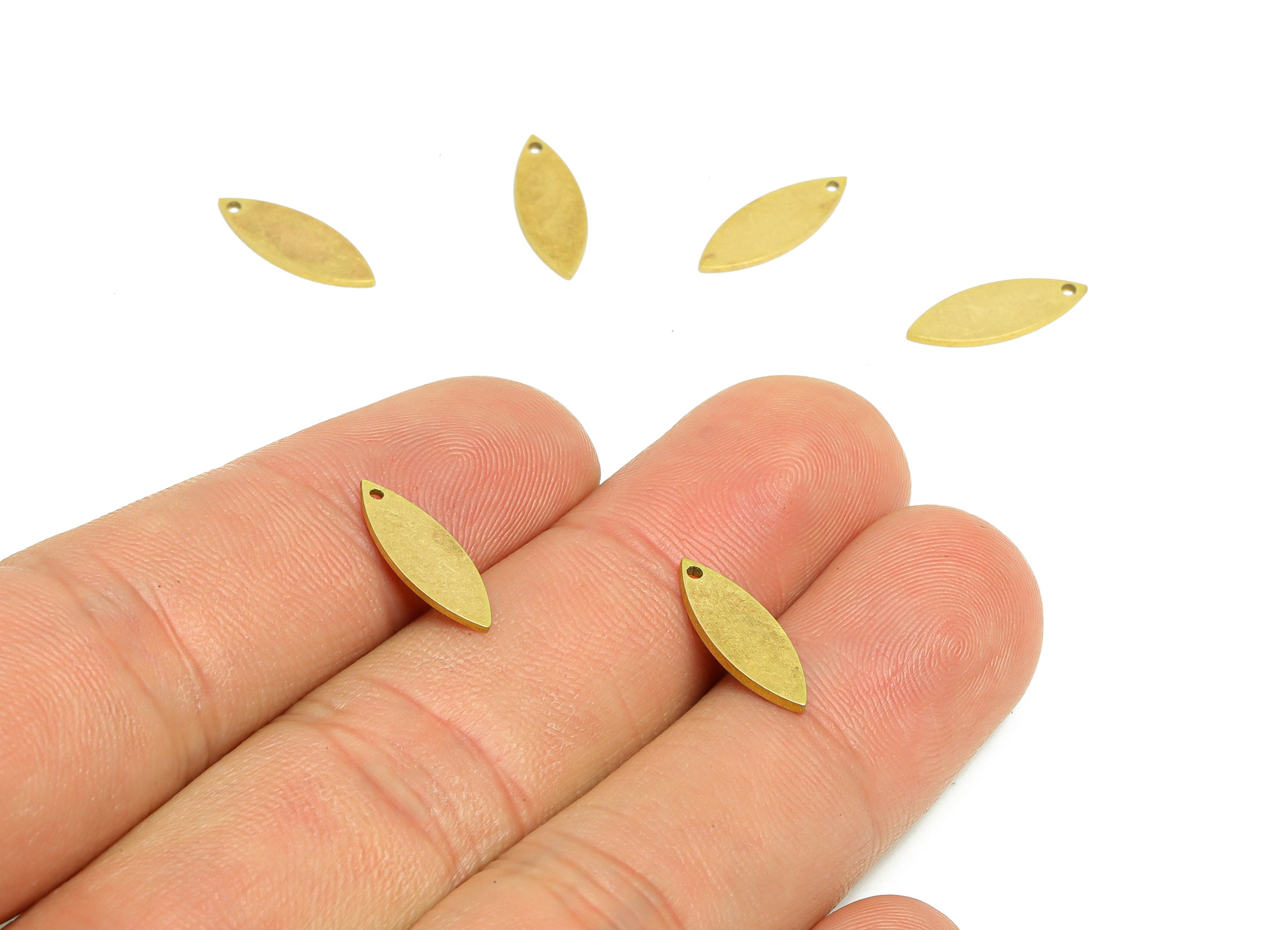 Brass Marquise Earring Charms - Raw Brass Geometry Charm - Semi Marquise Earring Charm - Jewelry Supplies - 14.66x5.25x0.7mm - PP8841 - DOMEDBAZAAR