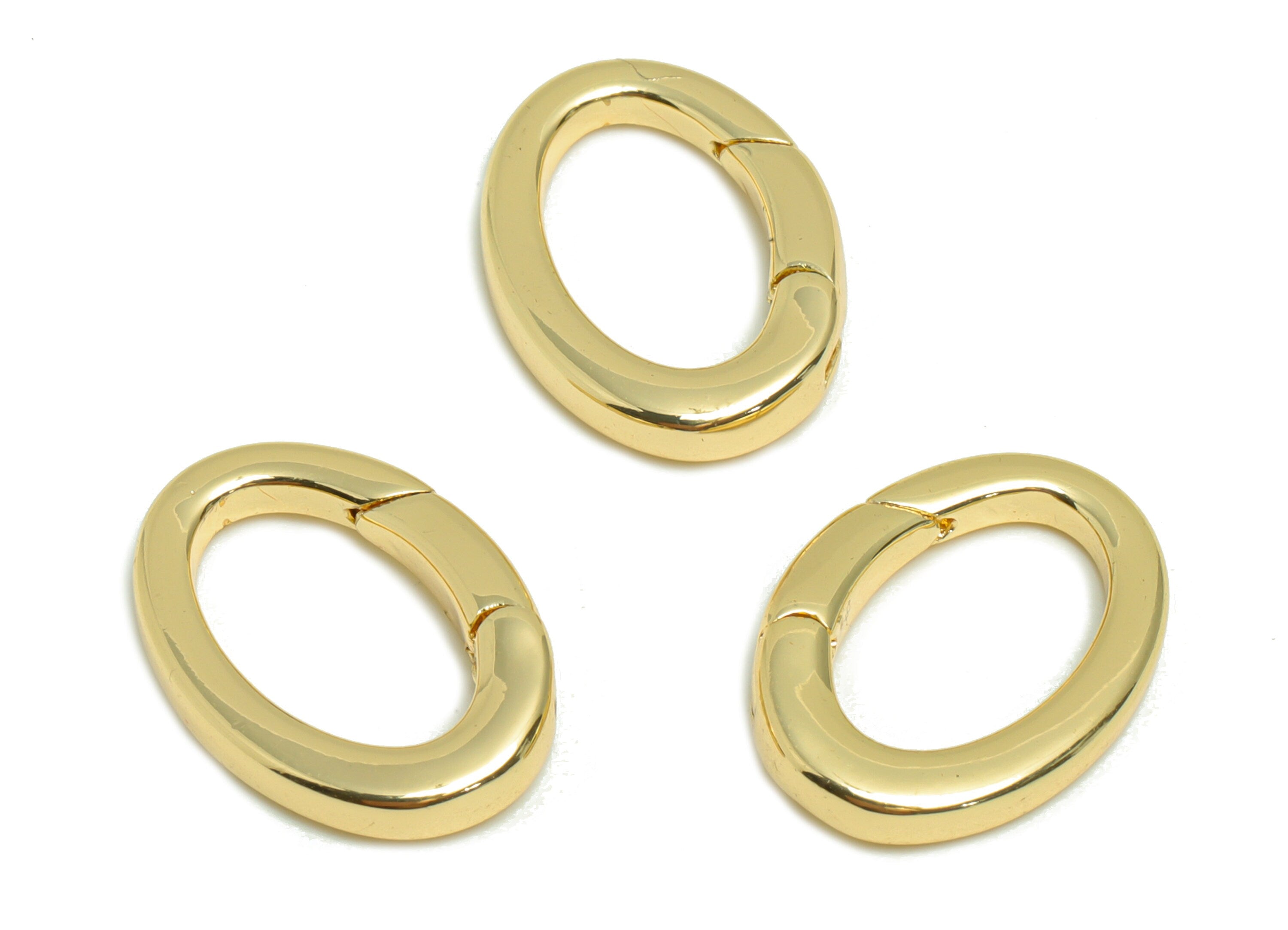 Brass Oval Connector Clasp - Brass Carabiner Parrot Clasp - Parrot Clasp - Lobster Claw Clasp - 18K Real Gold Plated - 18x13x2mm - RGP7068 - DOMEDBAZAAR
