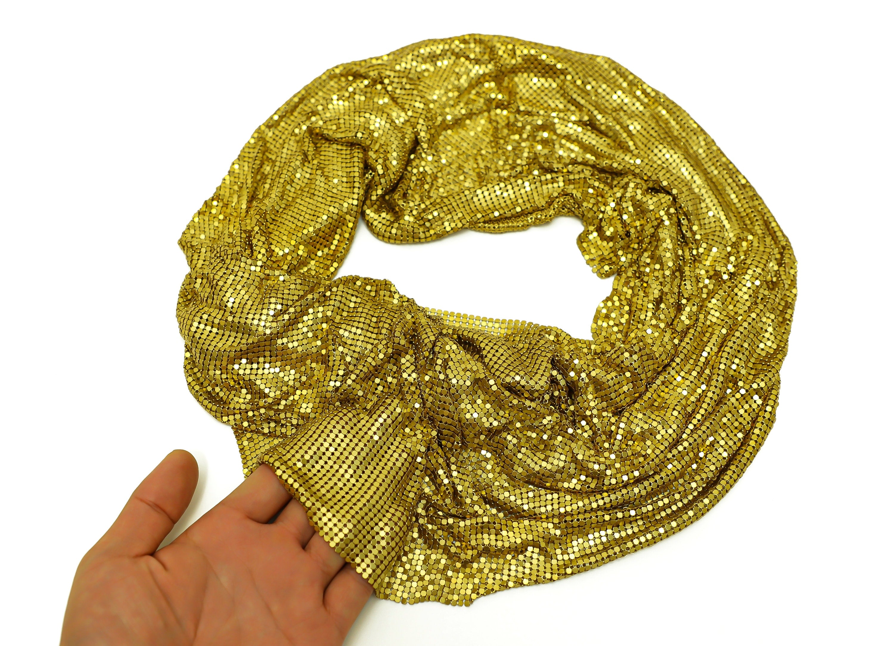 Raw brass 3mm Mesh Fabric - 324*144pcs 3mm Skirt Shape Raw Brass - 53cmX44cm X2side - PP8903 - DOMEDBAZAAR