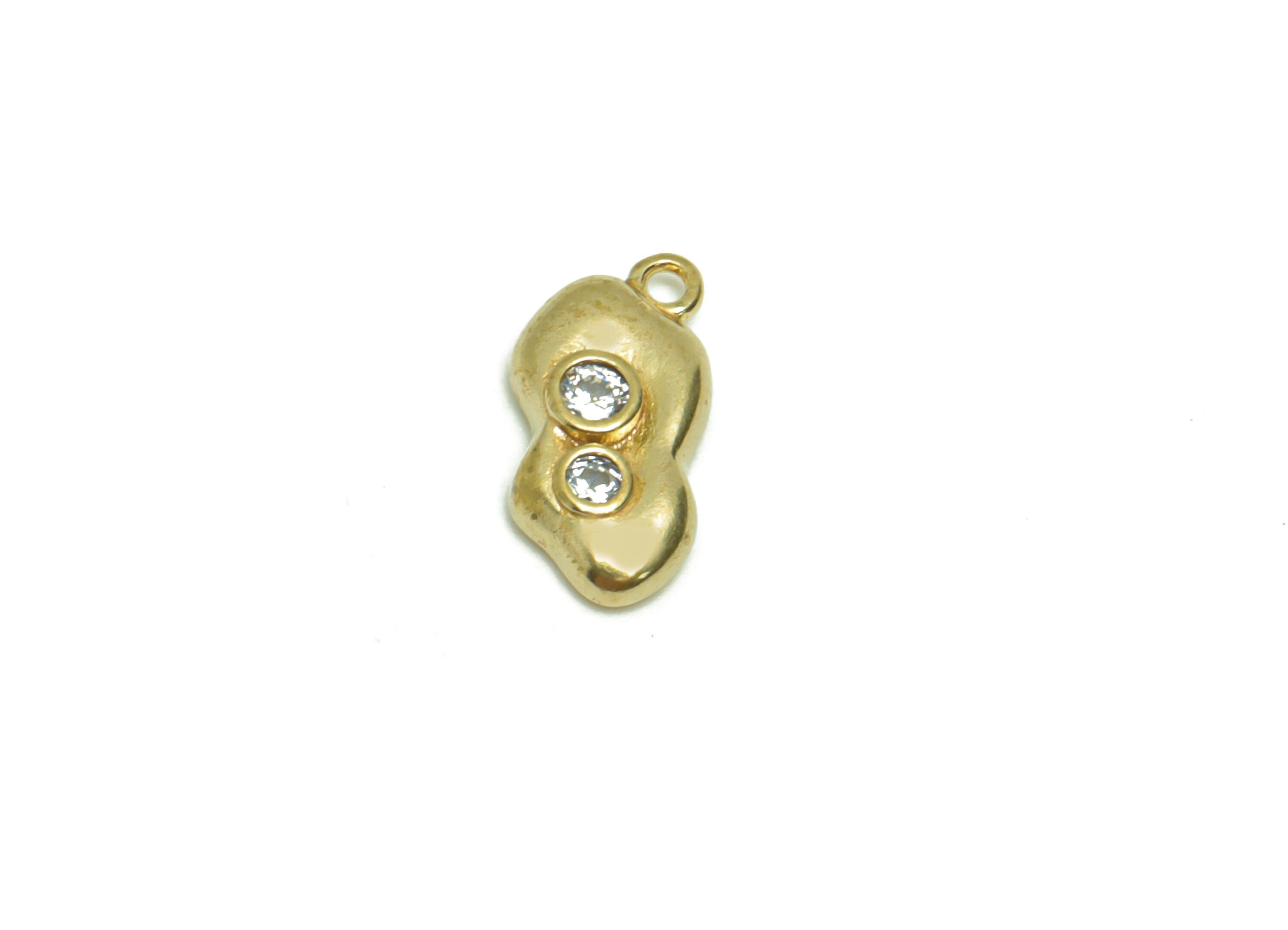 Brass Cloud Earring Charm - Raw Brass Cloud Pendant - Brass Cubic Zircon Cloud Earring Charm - Jewelry Supplies - 12.81x6.62x2.61mm - PP8681 - DOMEDBAZAAR