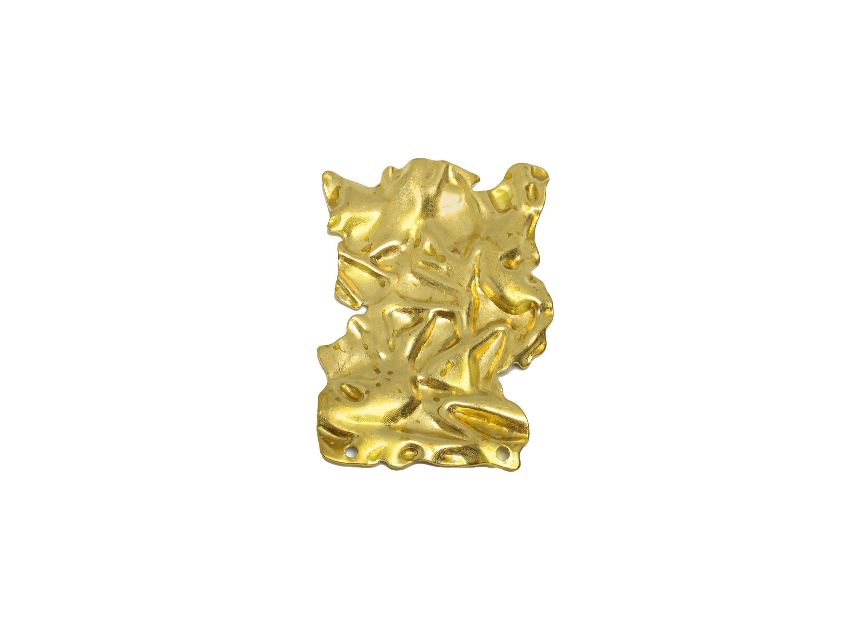 Brass Rectangle Earring Charm - Brass Wavy Rectangle Charms - Raw Brass Irregular Pendant - Brass Geometry Charm- 41.16x27x2mm - PP8645 - DOMEDBAZAAR