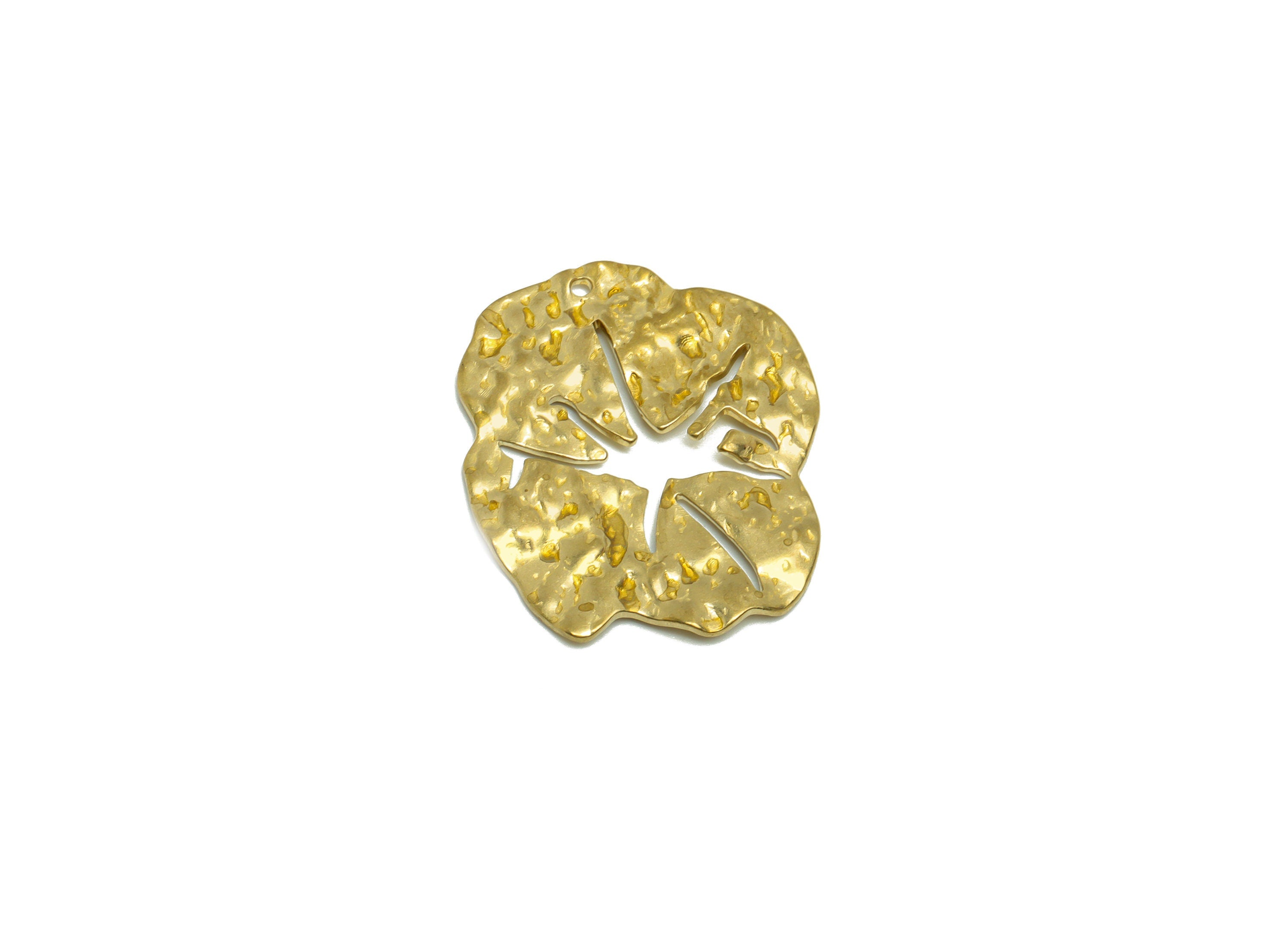 Brass Earring Charm - Brass Wavy Earring Charms - Raw Brass Irregular Pendant - Brass Abstract Charm - 25.64x21.16x1.52mm - PP8644 - DOMEDBAZAAR