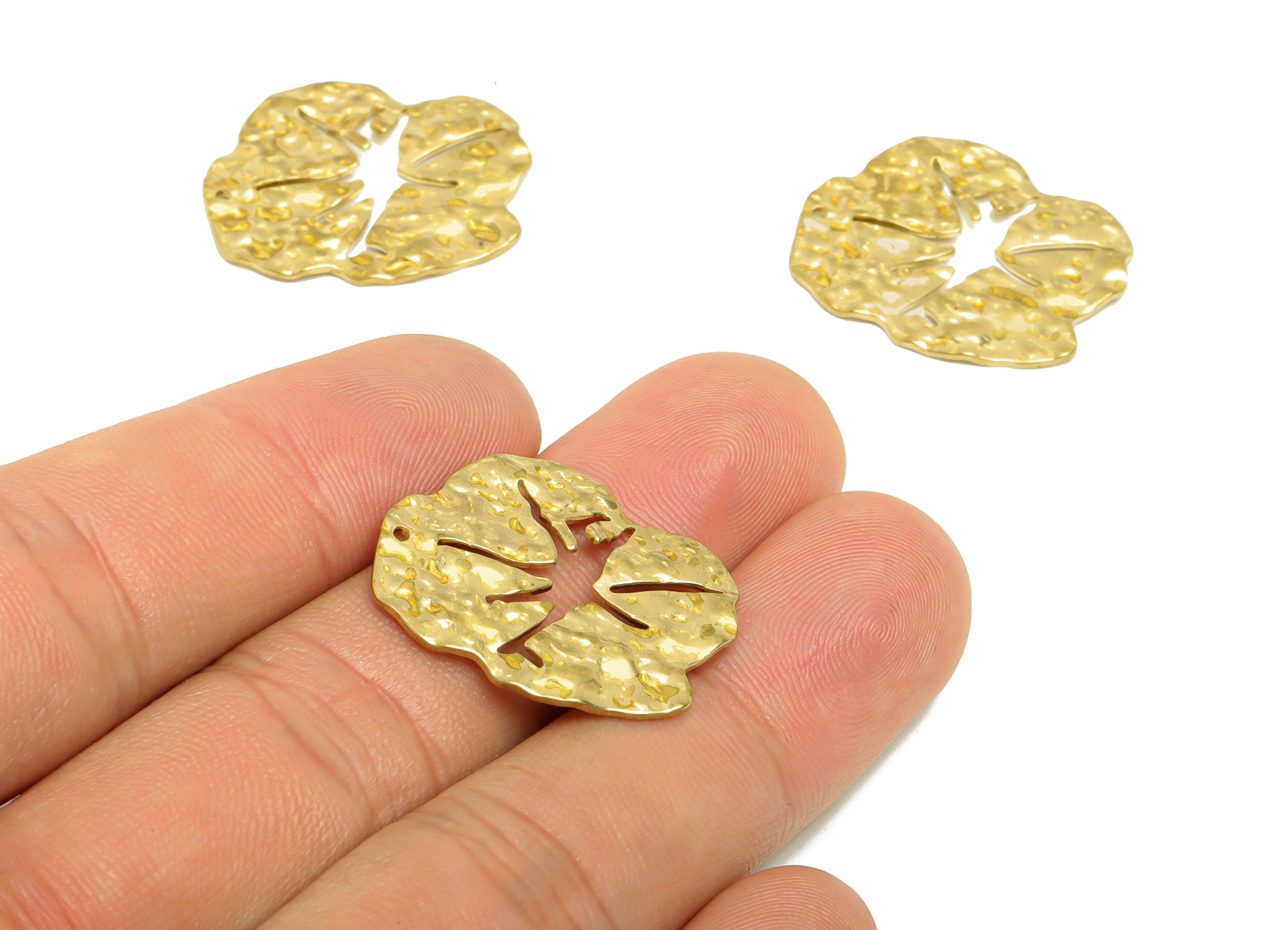 Brass Earring Charm - Brass Wavy Earring Charms - Raw Brass Irregular Pendant - Brass Abstract Charm - 25.64x21.16x1.52mm - PP8644 - DOMEDBAZAAR