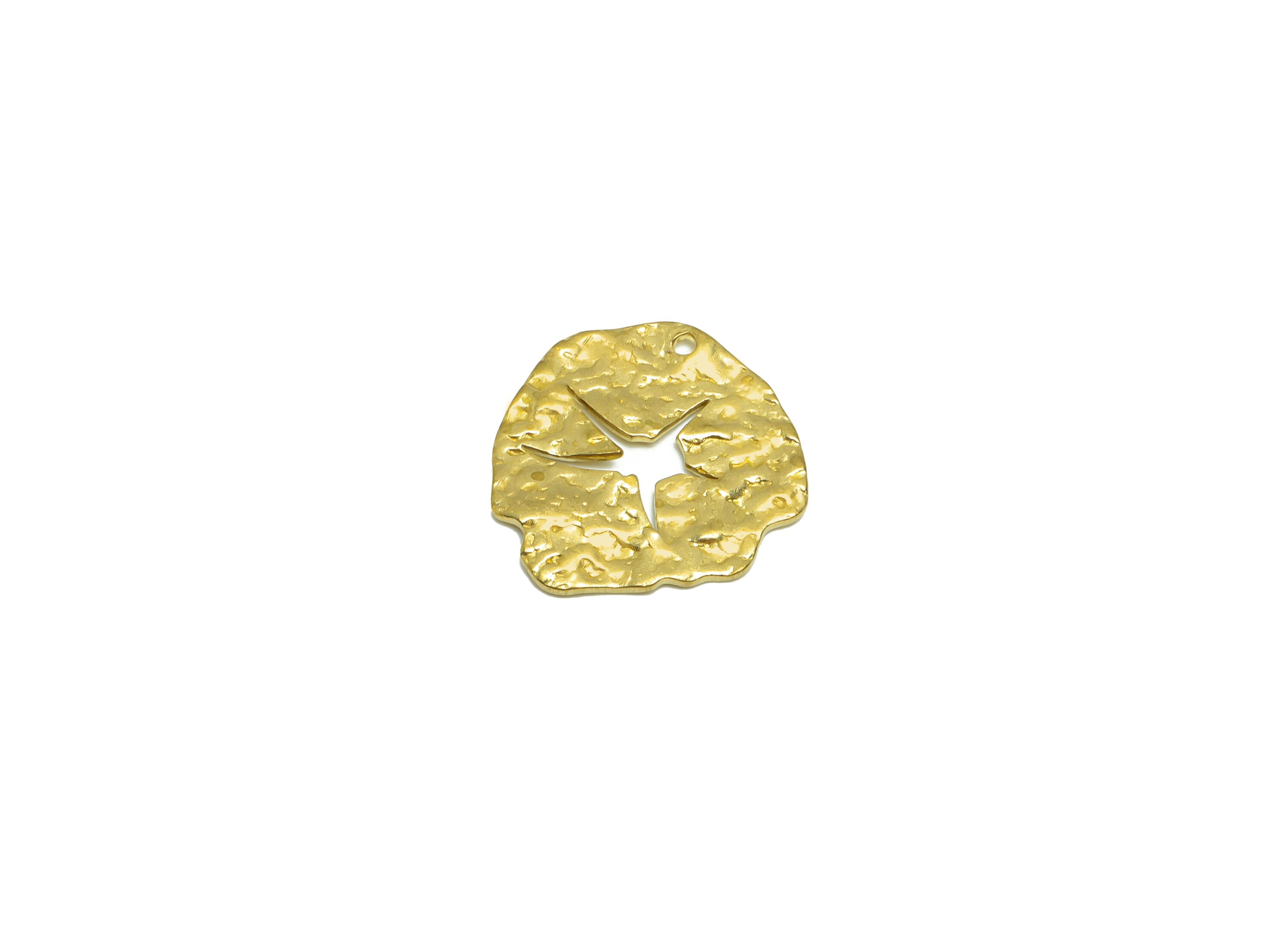 Brass Earring Charm - Brass Wavy Earring Charms - Raw Brass Irregular Pendant - Brass Abstract Charm - 17.1x17.88x0.93mm - PP8655 - DOMEDBAZAAR