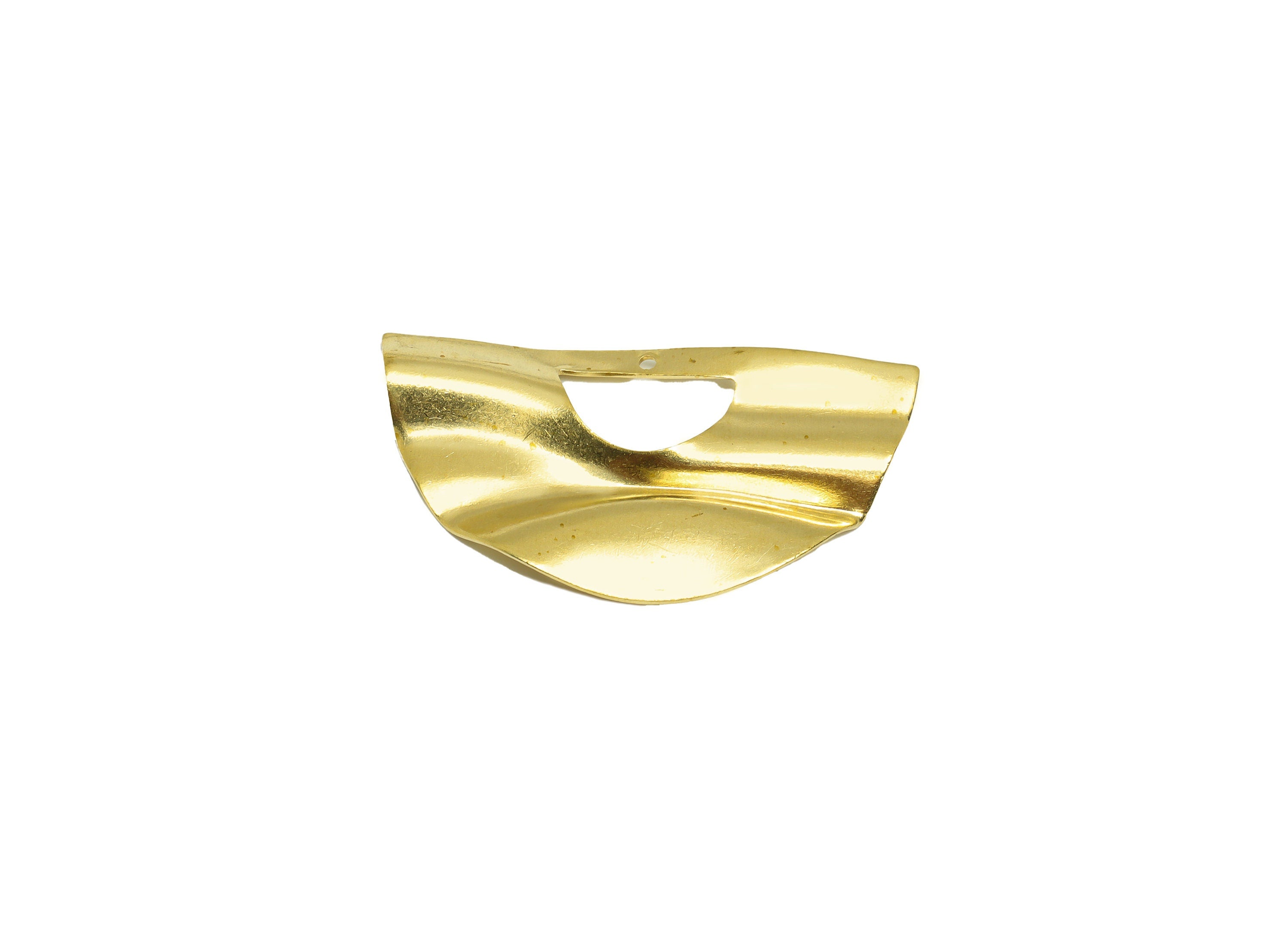 Brass Domed Earring Charm - Brass Wavy D Earring Charms - Raw Brass D Shapes Pendant - Brass Abstract Charm - 46.52x25.26x0.6mm - PP8654 - DOMEDBAZAAR