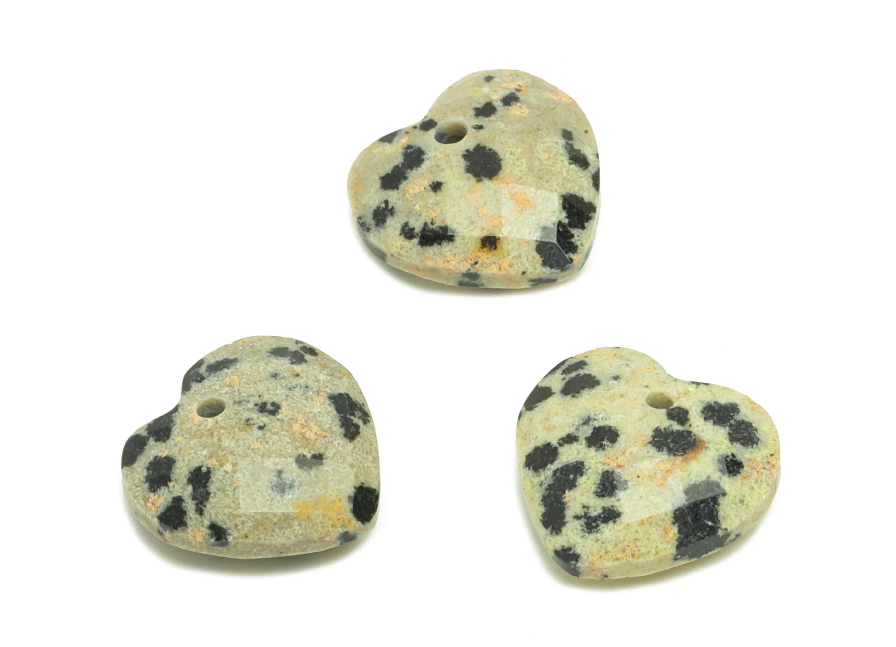 Heart Stone Charm - Dalmatian stone Hoop Earring Charm - Natural Stone Charms - Dalmatian stone Pendant - Jewelry Supplies -11x12x4mm-NS1910 - DOMEDBAZAAR