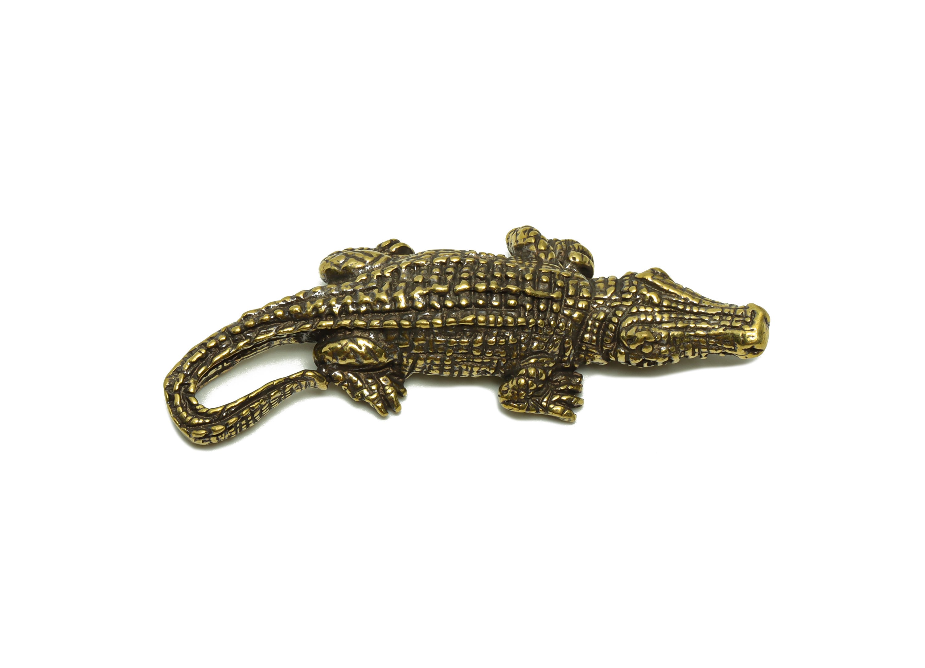 Brass Crocodile Charm - Raw Brass Crocodile Earring Charms - Antique Looking Pendant - Crocodile Figure - Amphibian - 59x20.56x8mm - PP8709 - DOMEDBAZAAR