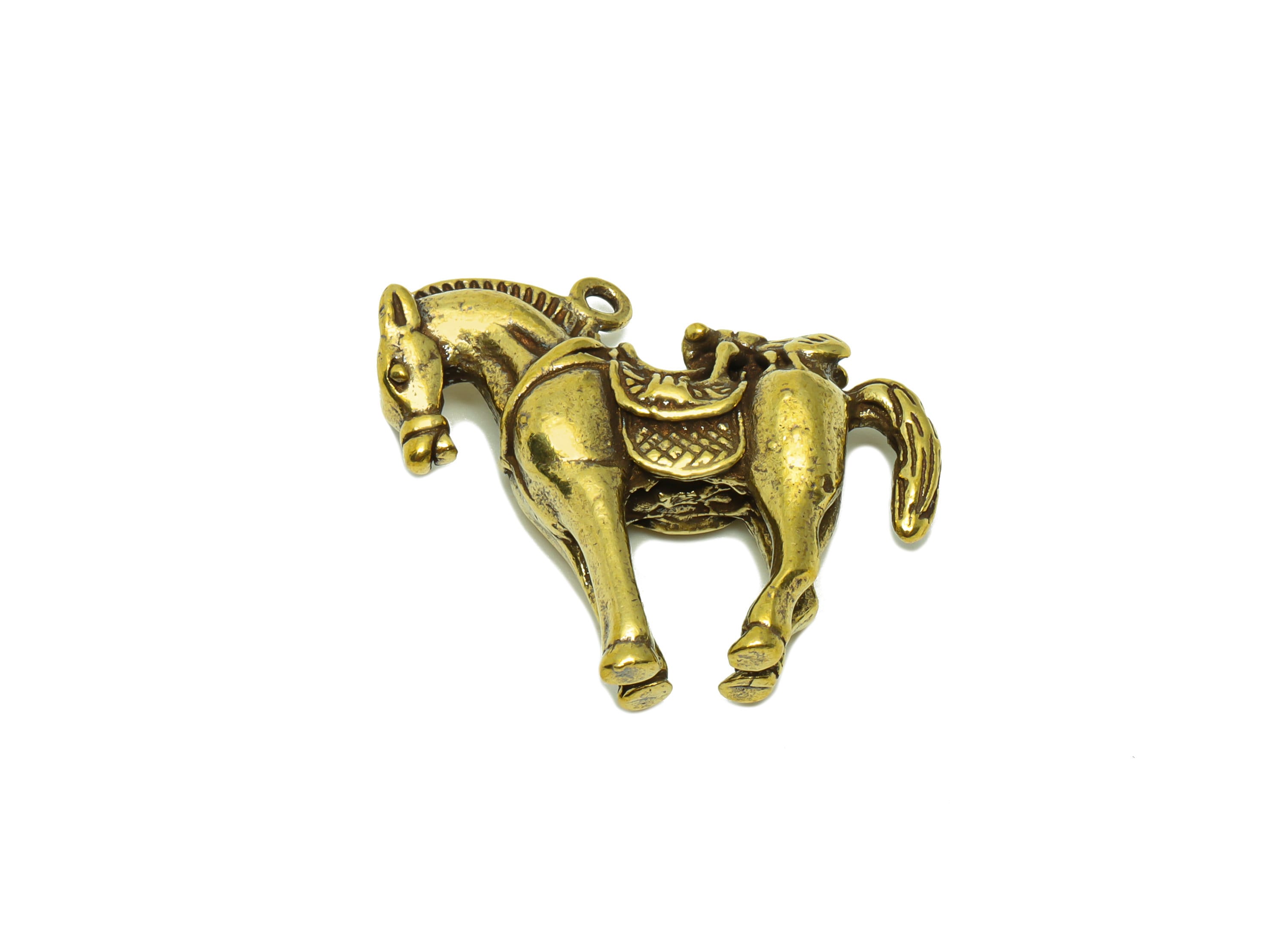 Brass Horse Charm - Raw Brass Horse Earring Charms - Antique Looking Pendant - fly Horse Figure - For Necklace - 31x24.77x8.17mm - PP8774 - DOMEDBAZAAR