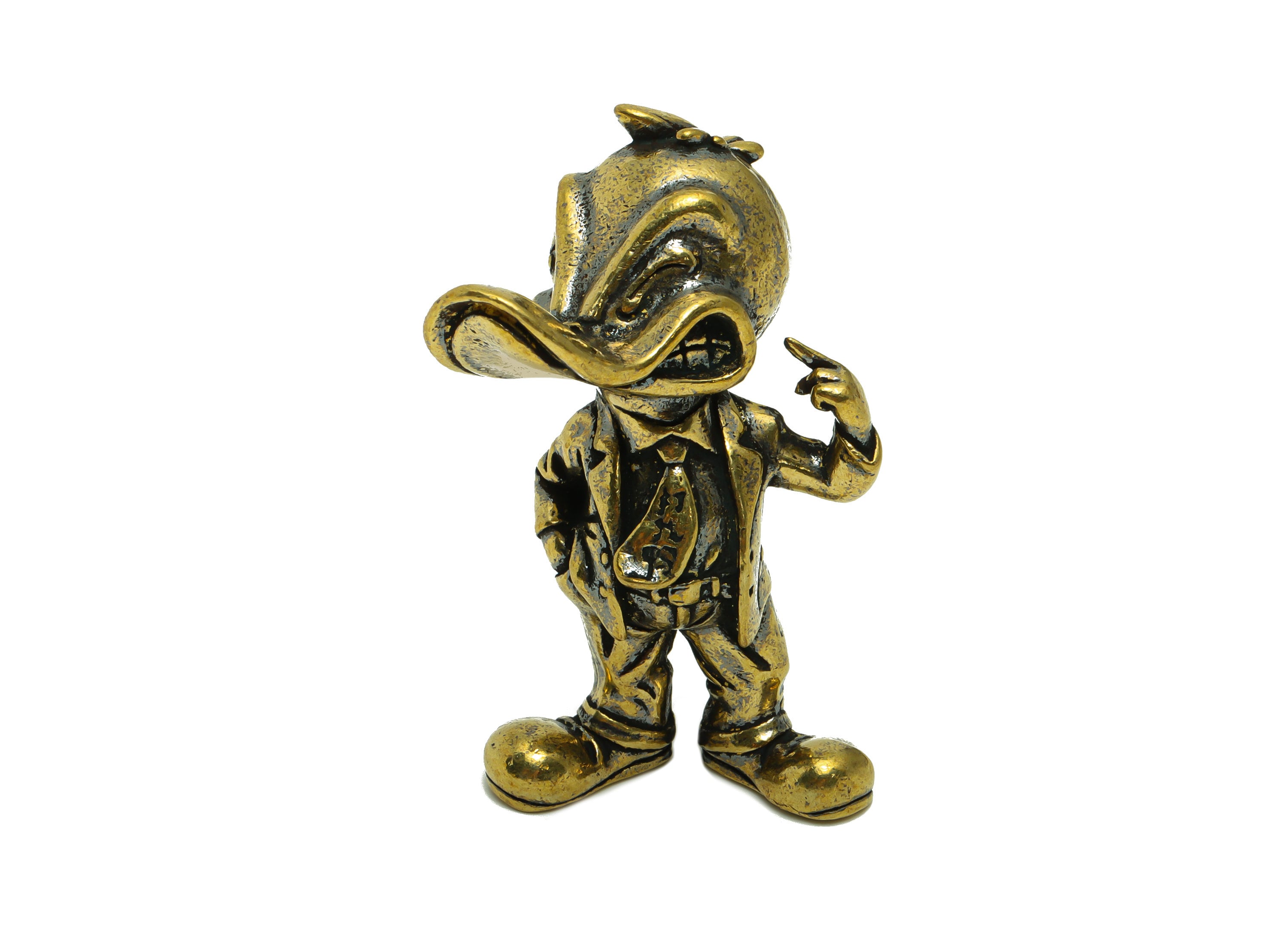 Brass Duck Charm - Raw Brass Donald Duck Earring Charms - Antique Looking Pendant - Duck Figure - Cartoon Duck - 55.15x30.04x33mm - PP8750 - DOMEDBAZAAR