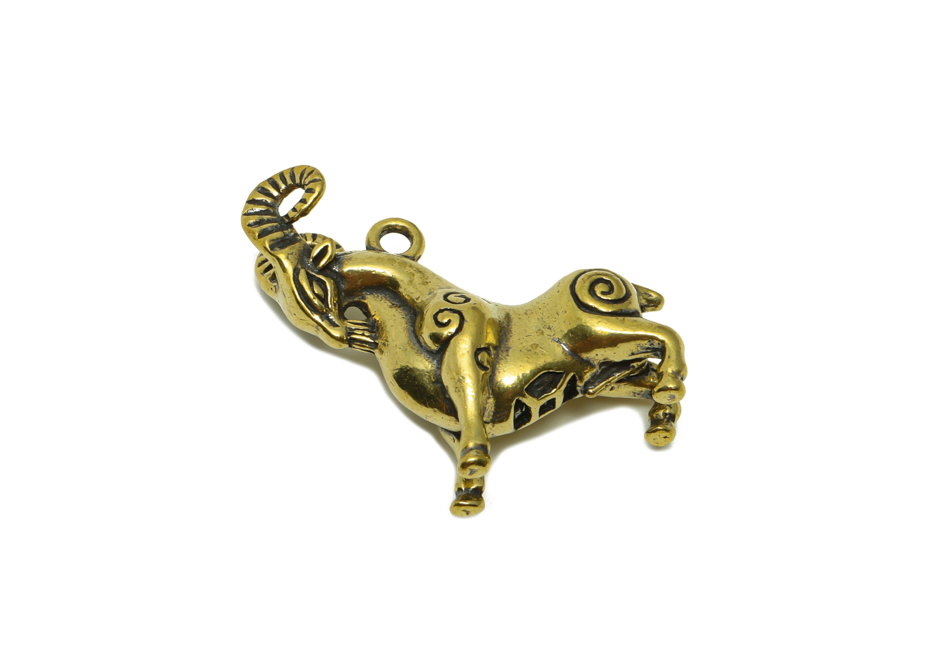 Brass Antelope Charm - Raw Brass Antelope Earring Charms - Antique Looking Pendant - Antelope Figure - Goat Charms - 39.89x28x15mm - PP8777 - DOMEDBAZAAR