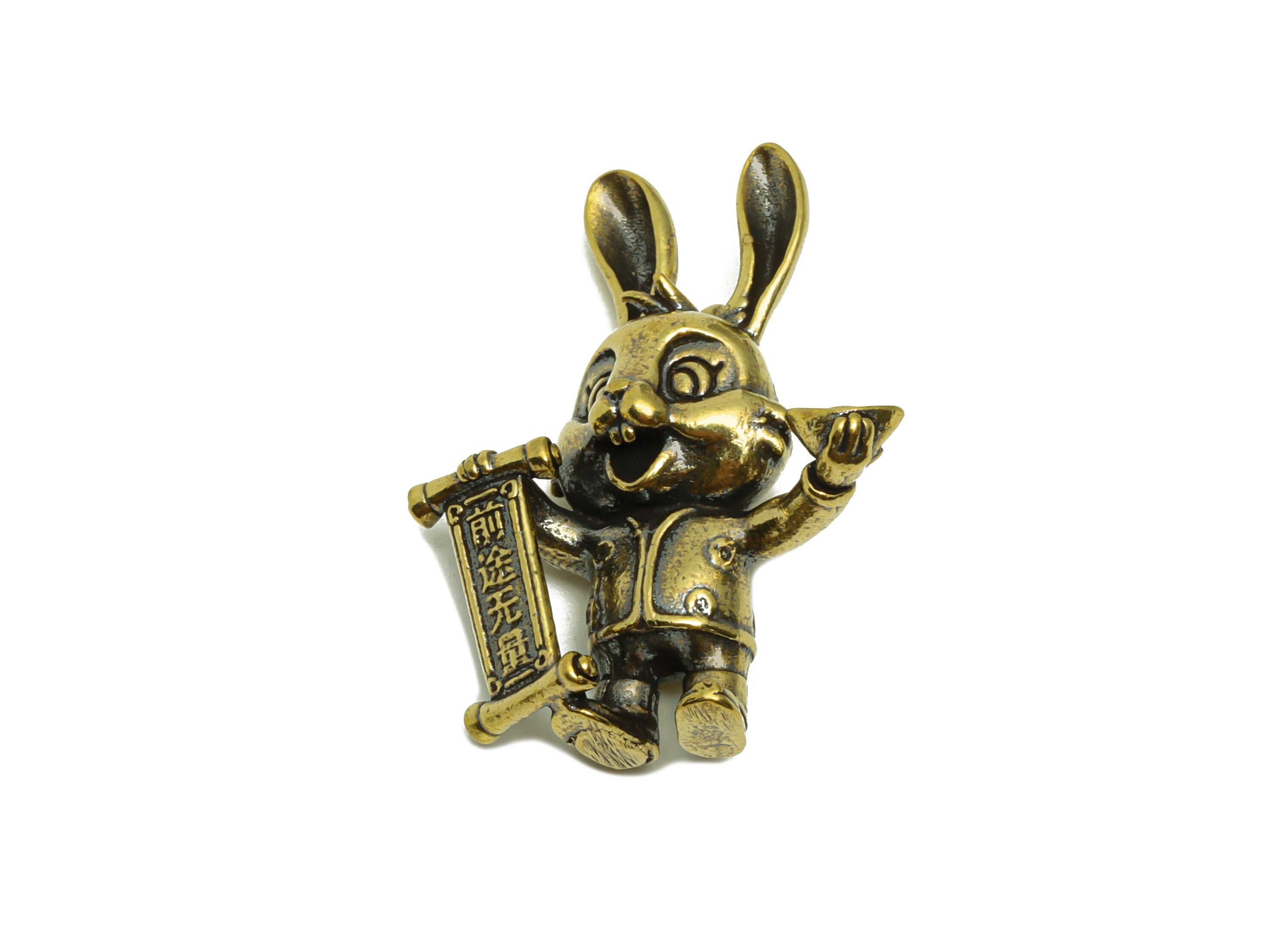 Brass Rabbit Charm - Raw Brass Rabbit Earring Charms - Antique Looking Pendant - Rabbit Figure - luck Rabbit Pendant - 34x26x11mm - PP8723 - DOMEDBAZAAR