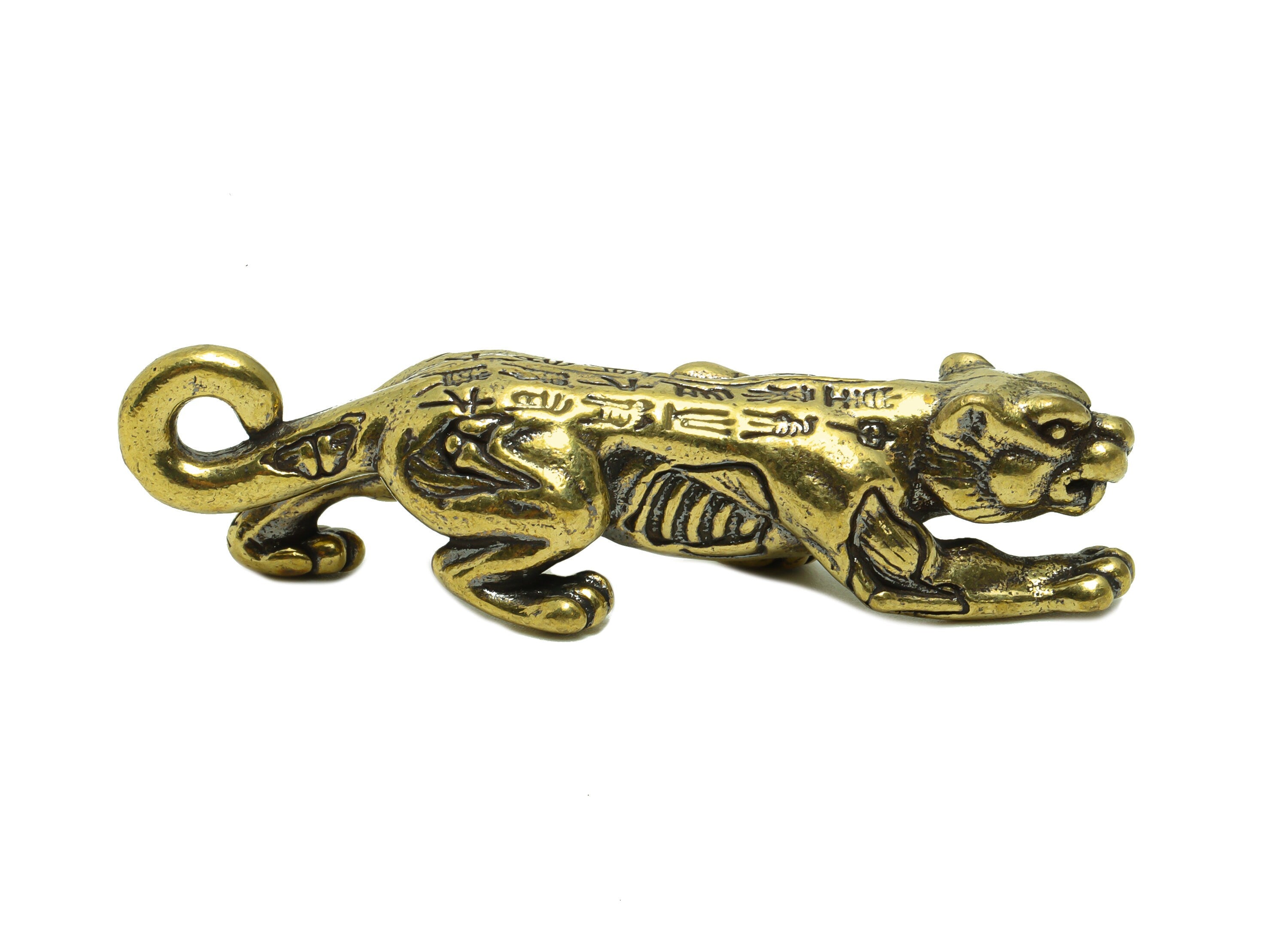 Brass Tiger Charm - Raw Brass Tiger Earring Charms - Antique Looking Pendant - Word Tiger Figure - 56.41x12.6x12.92mm - PP8755 - DOMEDBAZAAR