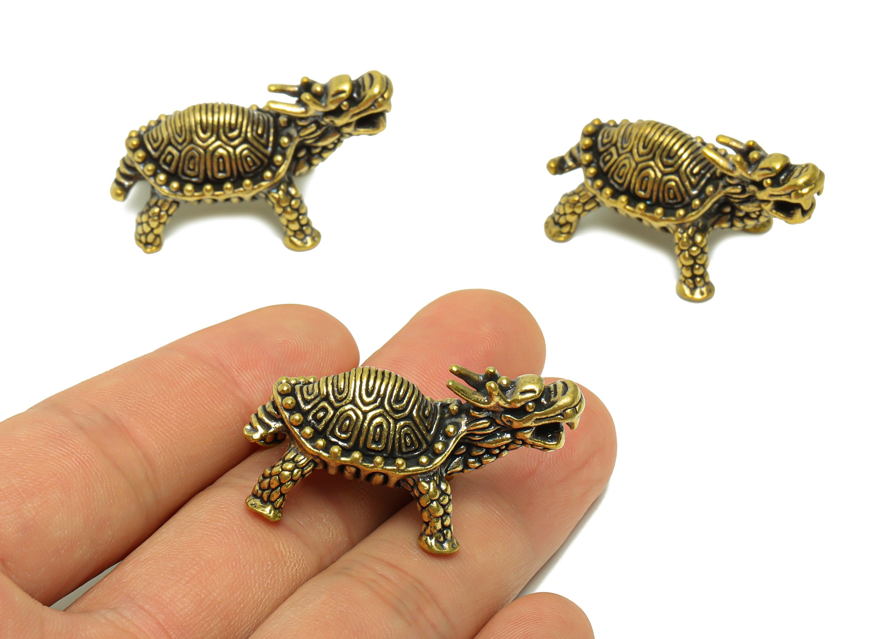Brass Dragon Turtle Charm - Raw Brass Dragon Turtle Earring Charms - Vintage Style -Dragon Turtle Figure - 40.4x21x17mm - PP8742 - DOMEDBAZAAR