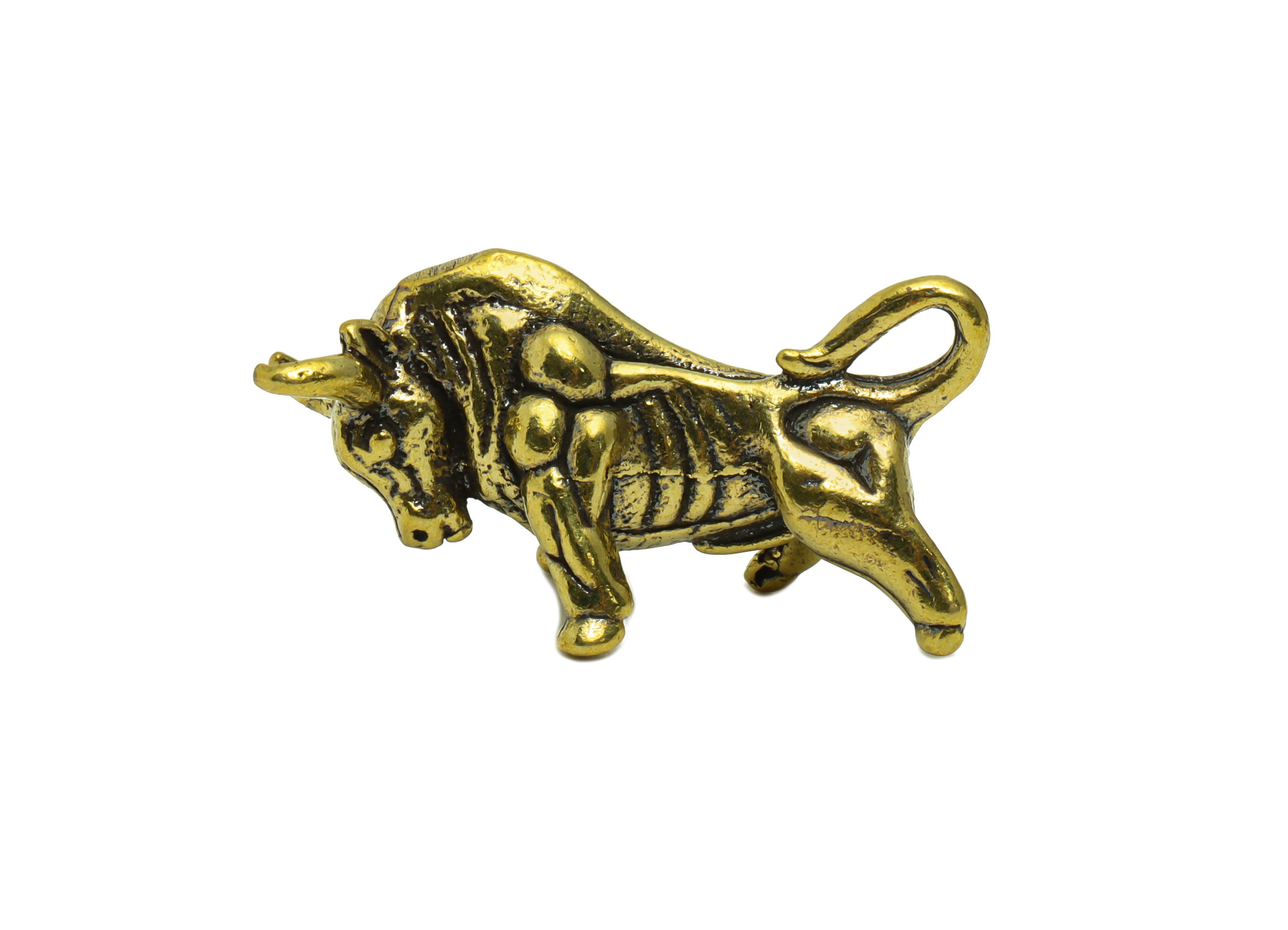 Brass Bullfight Charm - Raw Brass Bullfight Earring Charms - Antique Looking Pendant - Bull Figure - Vintage Style - 34x18x14mm - PP8732 - DOMEDBAZAAR