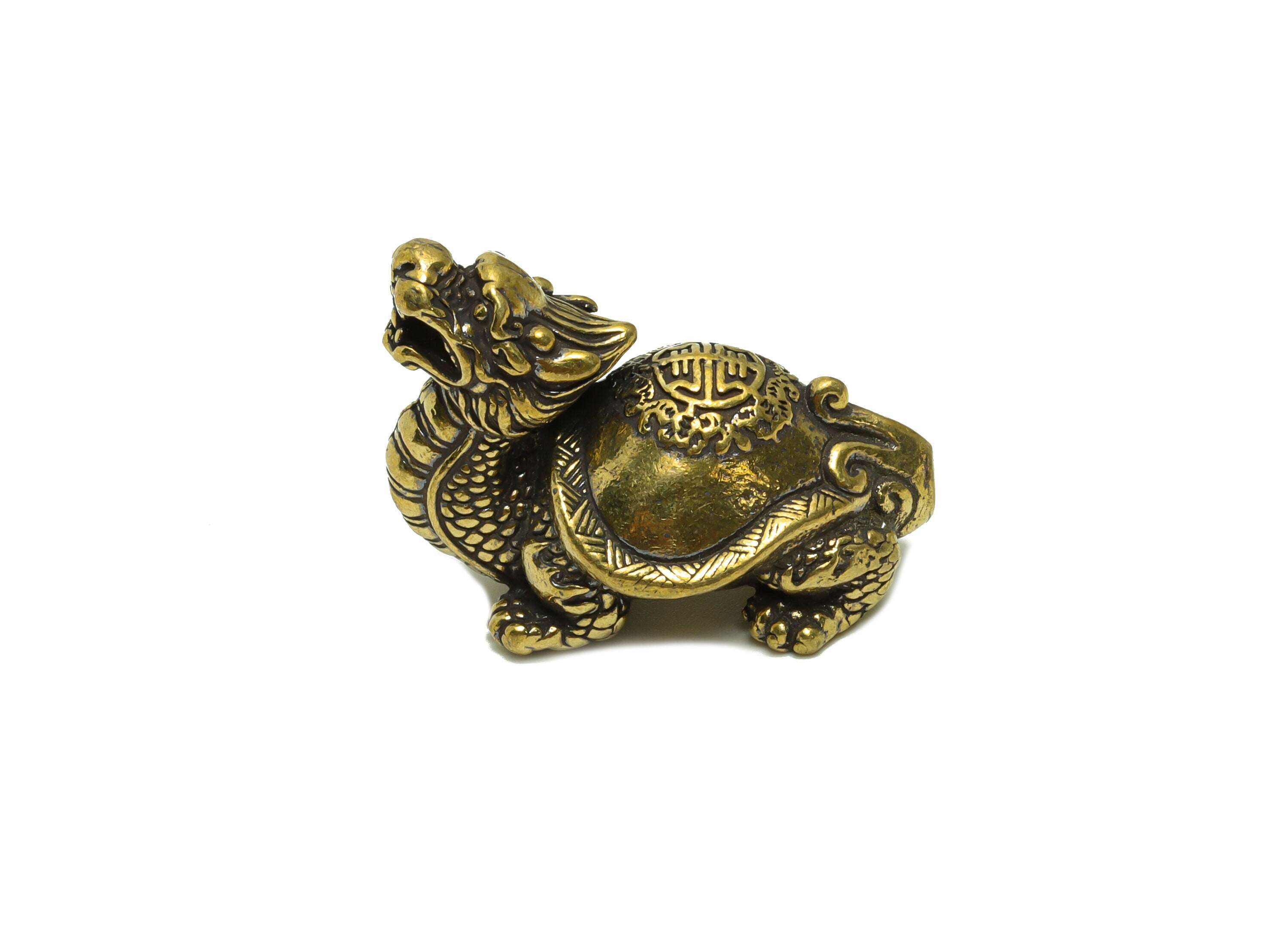 Brass Dragon Turtle Charm - Raw Brass Dragon Turtle Earring Charms - Antique Looking Pendant - Dragon Pattern Figure - 37.15x22x20mm- PP8751 - DOMEDBAZAAR