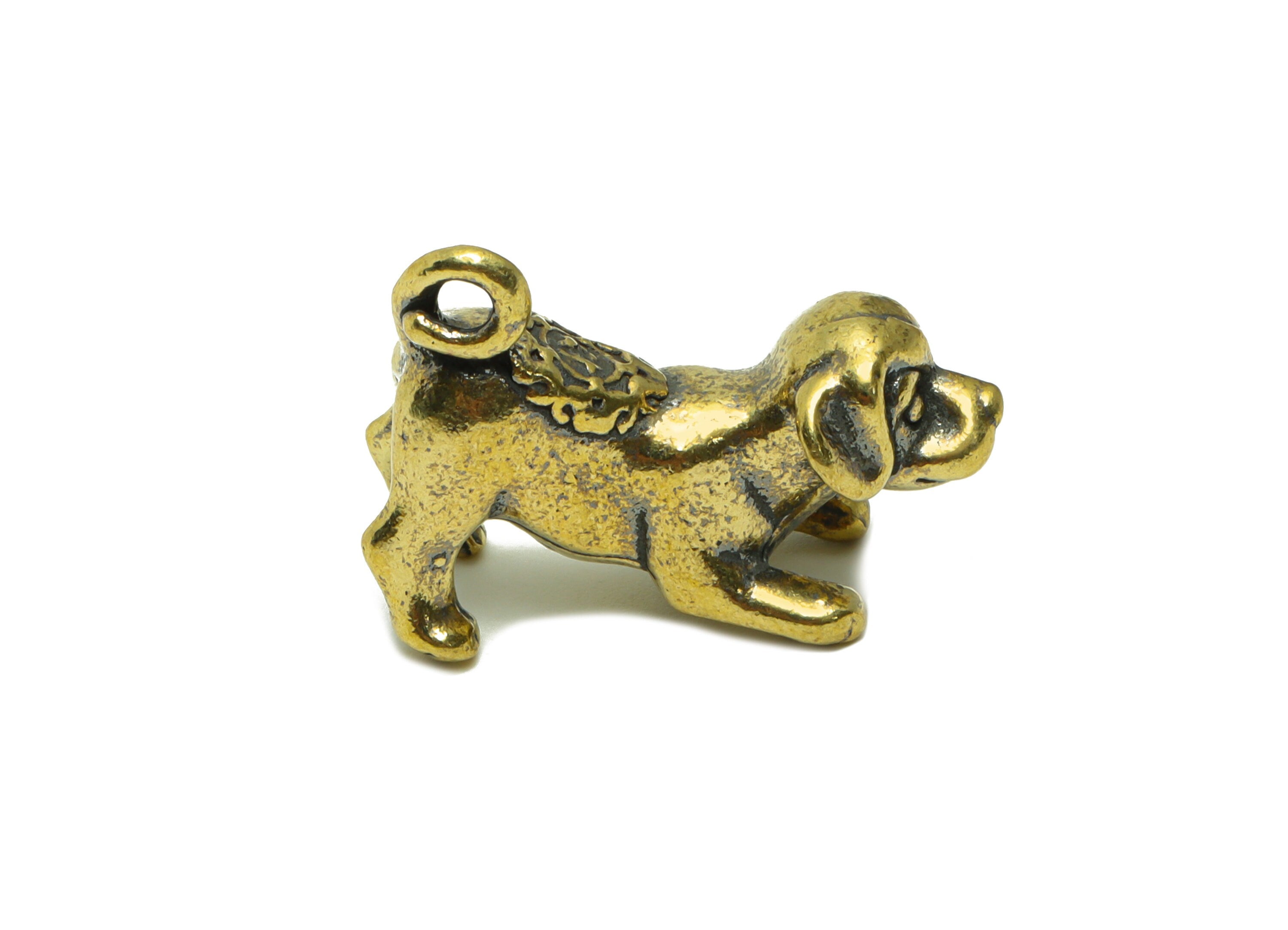 Brass Dog Charm - Raw Brass Dog Earring Charms - Antique Looking Pendant - Pet Figure - Puppy Charms - 26.22x20.26x11.42mm - PP8734 - DOMEDBAZAAR