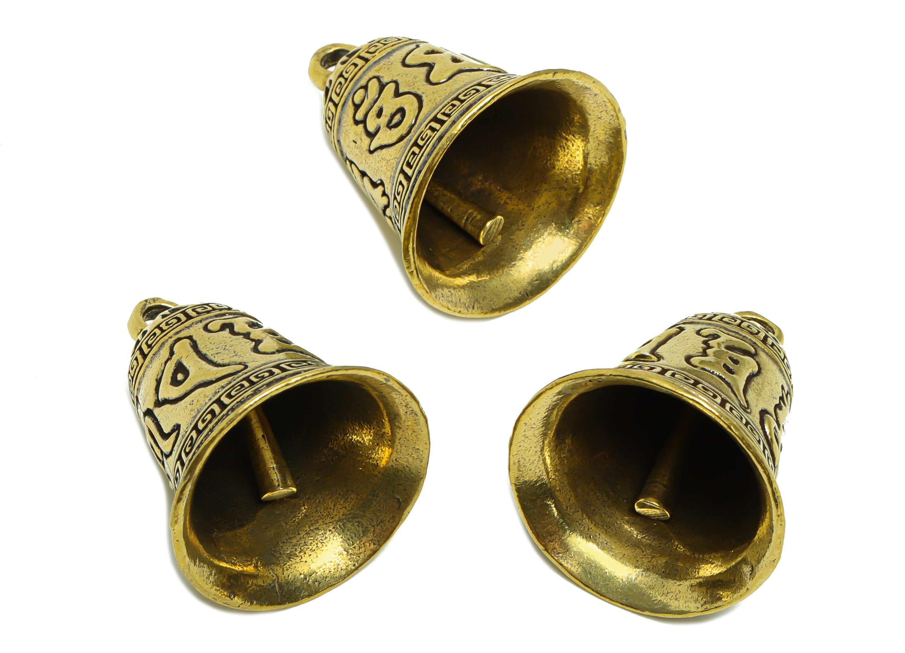 Brass Bell Charm - Raw Brass Ring the Bell Earring Charms - Bell Figure - Antique Looking Pendant - Vintage Style Bell - 34x29x28mm - PP8768 - DOMEDBAZAAR