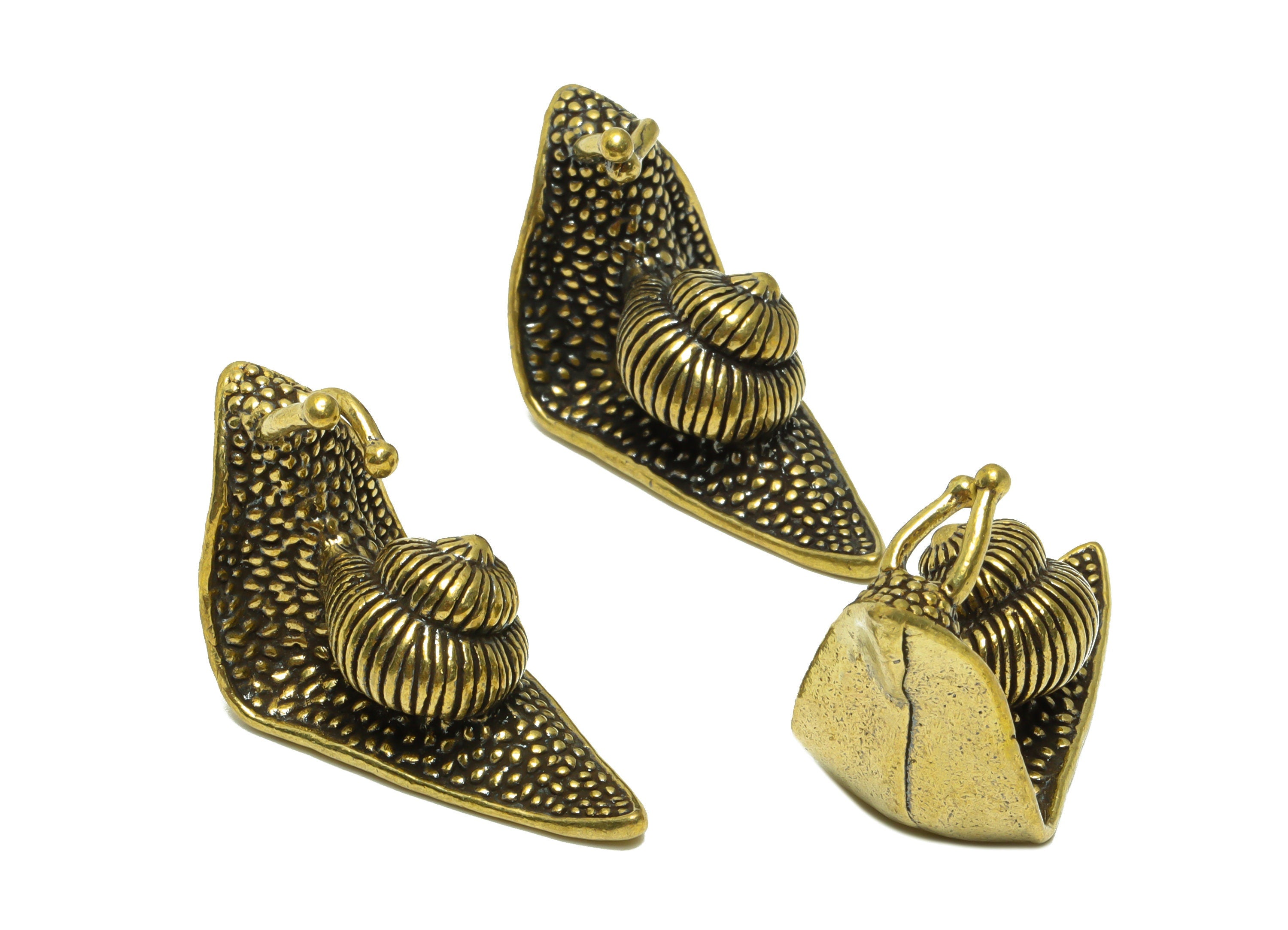 Brass Snails Charm - Raw Brass Snails Earring Charms - Antique Looking Pendant - Snails Figure - Snails Pendant - 42.59x22.05x18mm - PP8776 - DOMEDBAZAAR