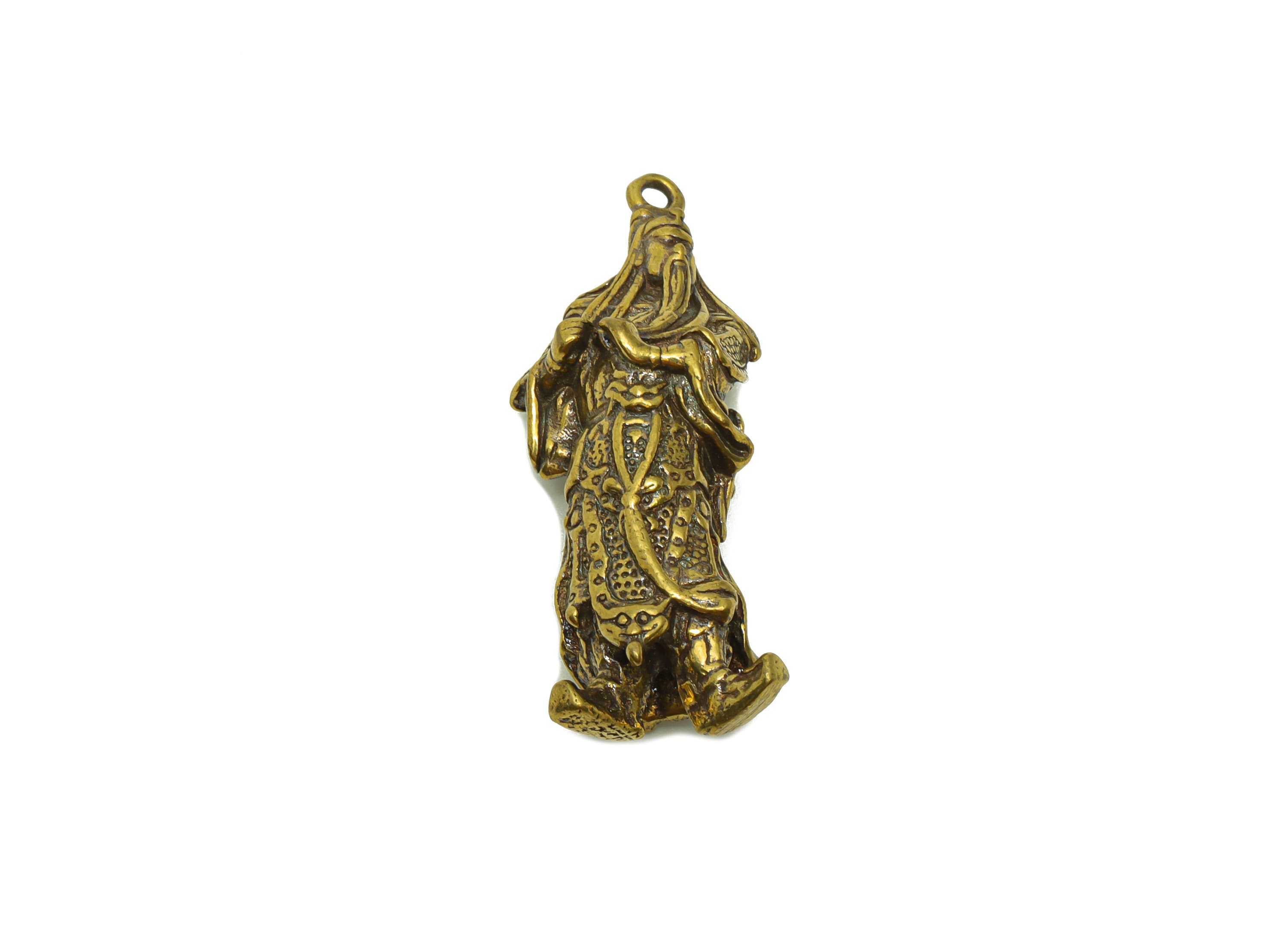 Brass Person Charm - Raw Brass General Earring Charms - Chinese Warrior Figure - Antique Looking Pendant- 39.63x15.42x10.91mm-PP8748 - DOMEDBAZAAR