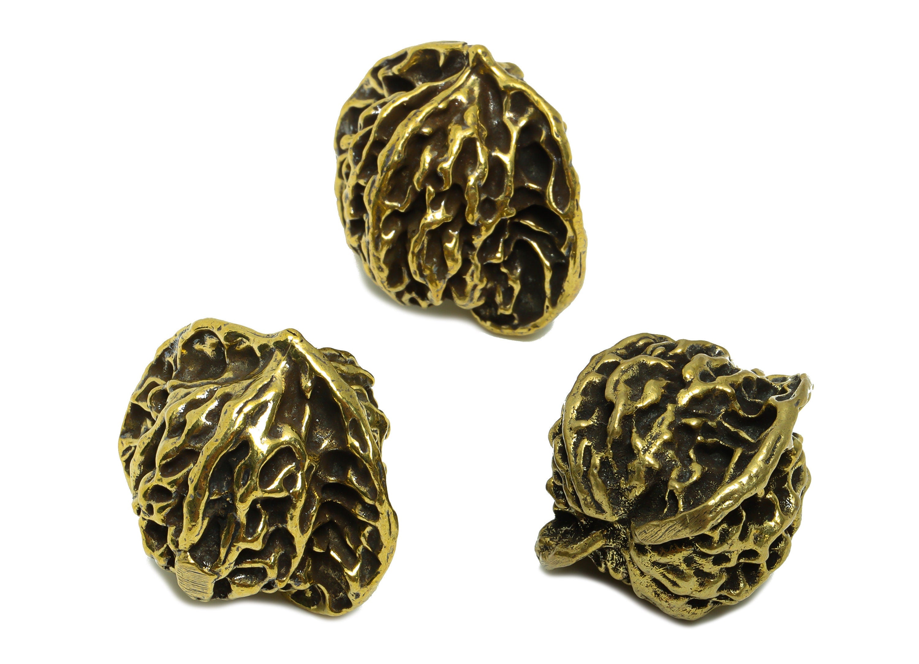 Brass Walnut Charm - Raw Brass Walnut Charms - Walnut Figure - Antique Looking Pendant - Solid Walnut - 38.7x32.55x33.45mm-PP87692 - DOMEDBAZAAR