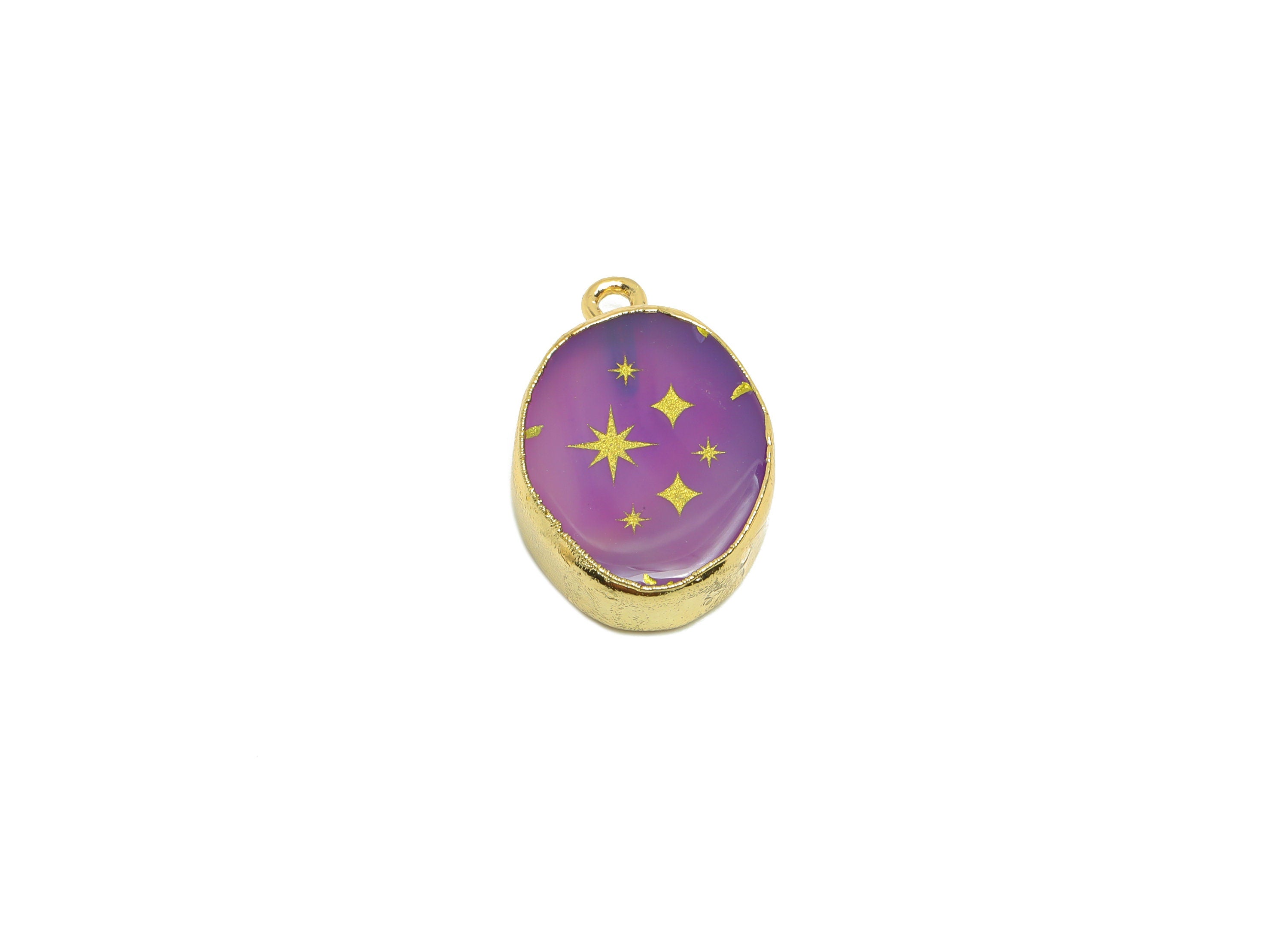 Purple Agate Star Charm - Star Purple Agate stone - North Star Natural Stone Charms - Gold Tone Plated - Jewelry Supplies -23x14x4mm- NS1913 - DOMEDBAZAAR