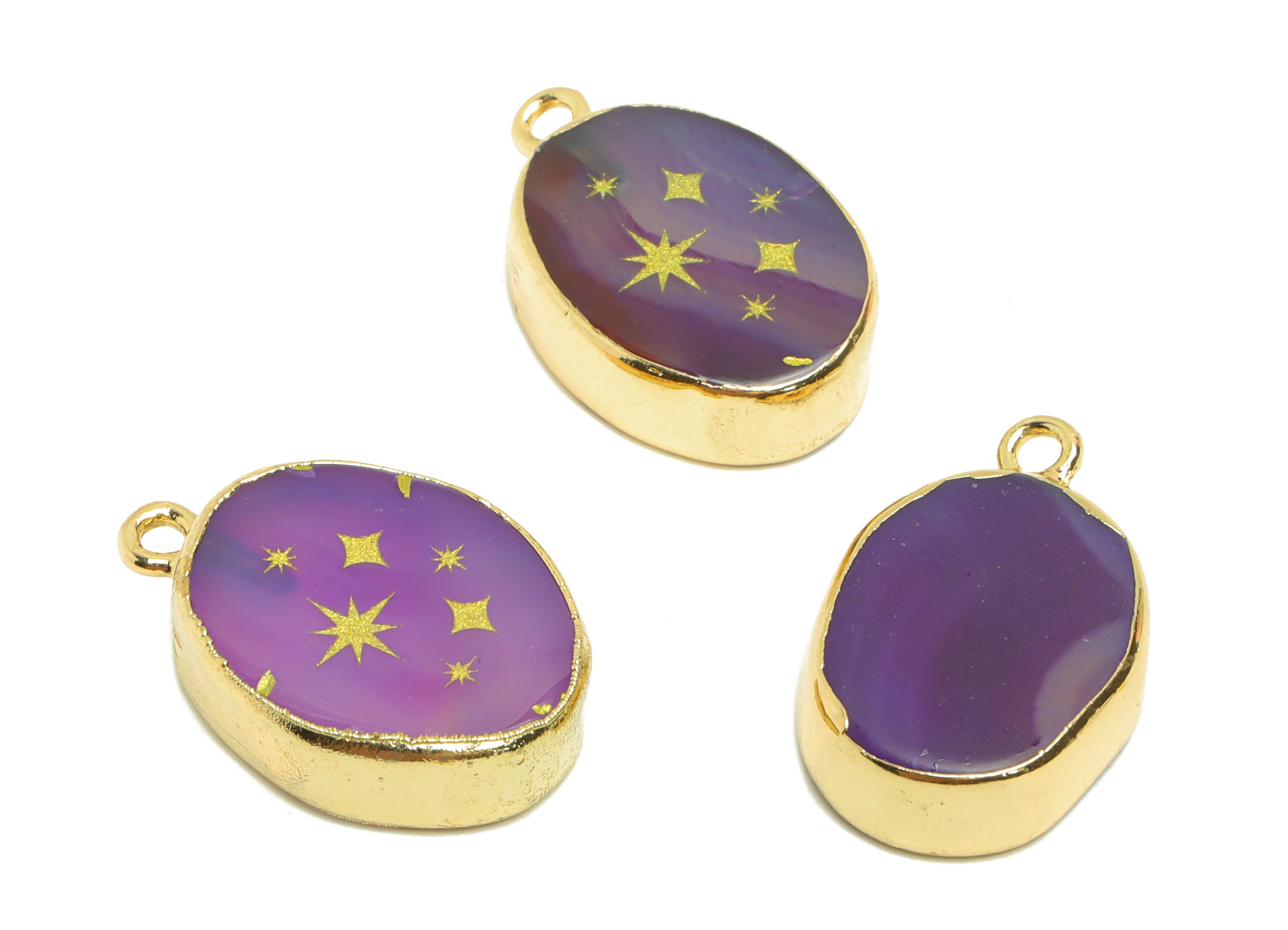 Purple Agate Star Charm - Star Purple Agate stone - North Star Natural Stone Charms - Gold Tone Plated - Jewelry Supplies -23x14x4mm- NS1913 - DOMEDBAZAAR