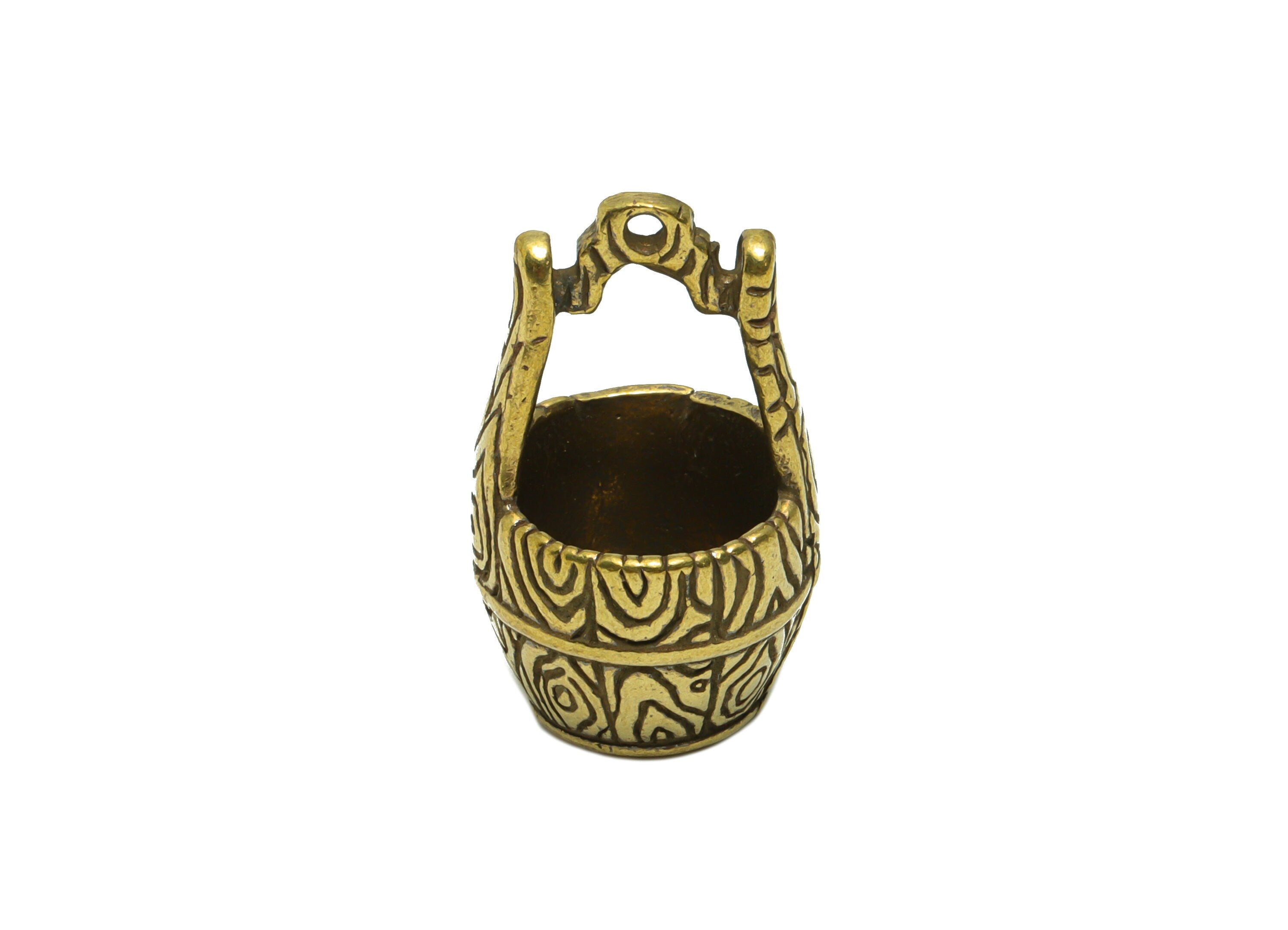 Brass Dustpan Charm - Raw Brass bucket Charms - Basket Figure - Antique Looking Pendant - Word Basket Pendant - 31.9x18.52x18.88mm-PP8720 - DOMEDBAZAAR