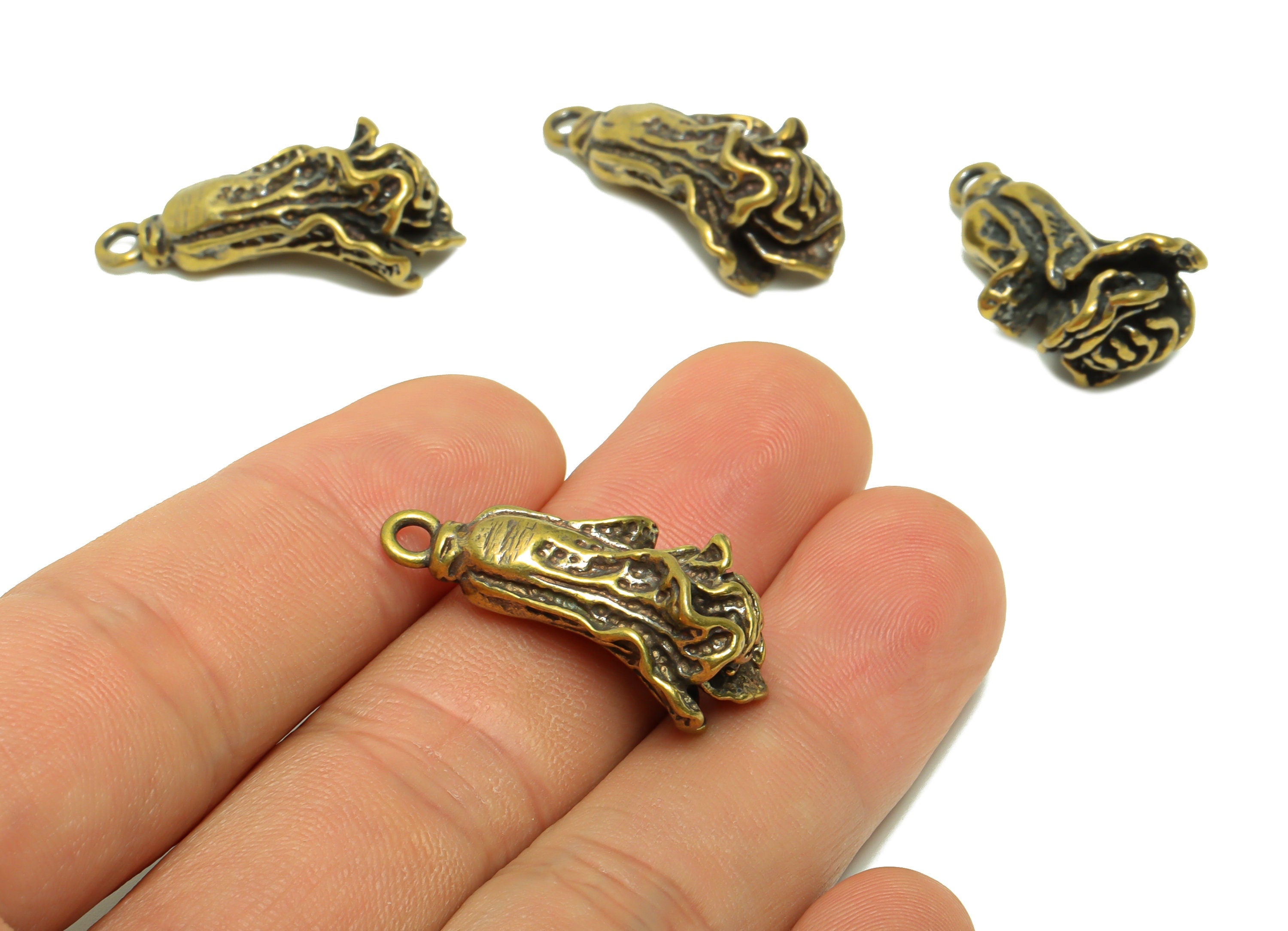 Brass Vegetable Charm - Raw Brass Chinese Cabbage Charms - Vegetable Figure - Antique Looking Pendant - Food Pendant - 27.07x14x12mm-PP8771 - DOMEDBAZAAR