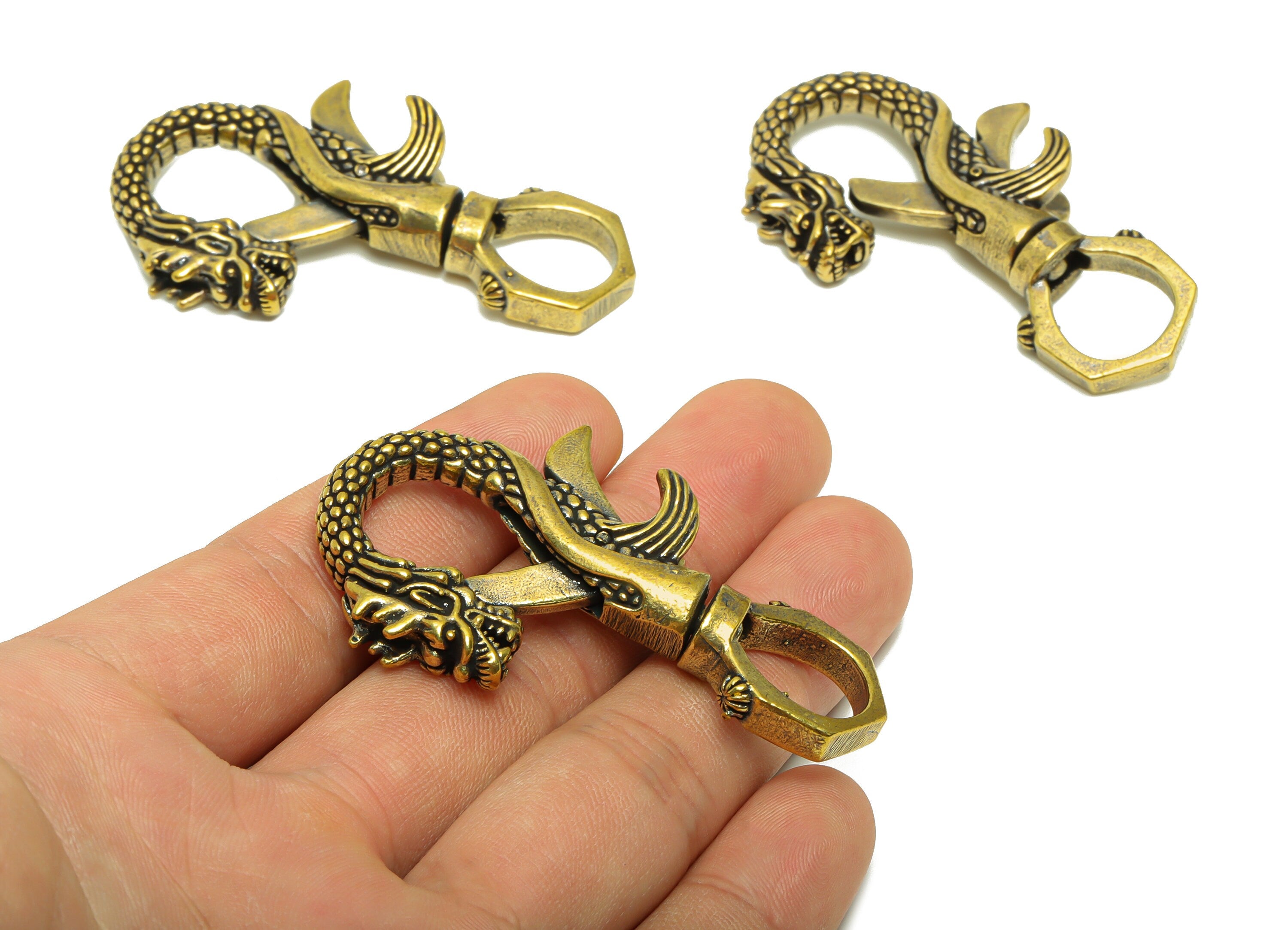 Brass Claw Clasps - Raw Brass Dragon Clasps - Dragon Clasp Figure - Antique Looking Clasp - Textured Dragon Clasp - 60.94x35.6x11mm - PP8717 - DOMEDBAZAAR