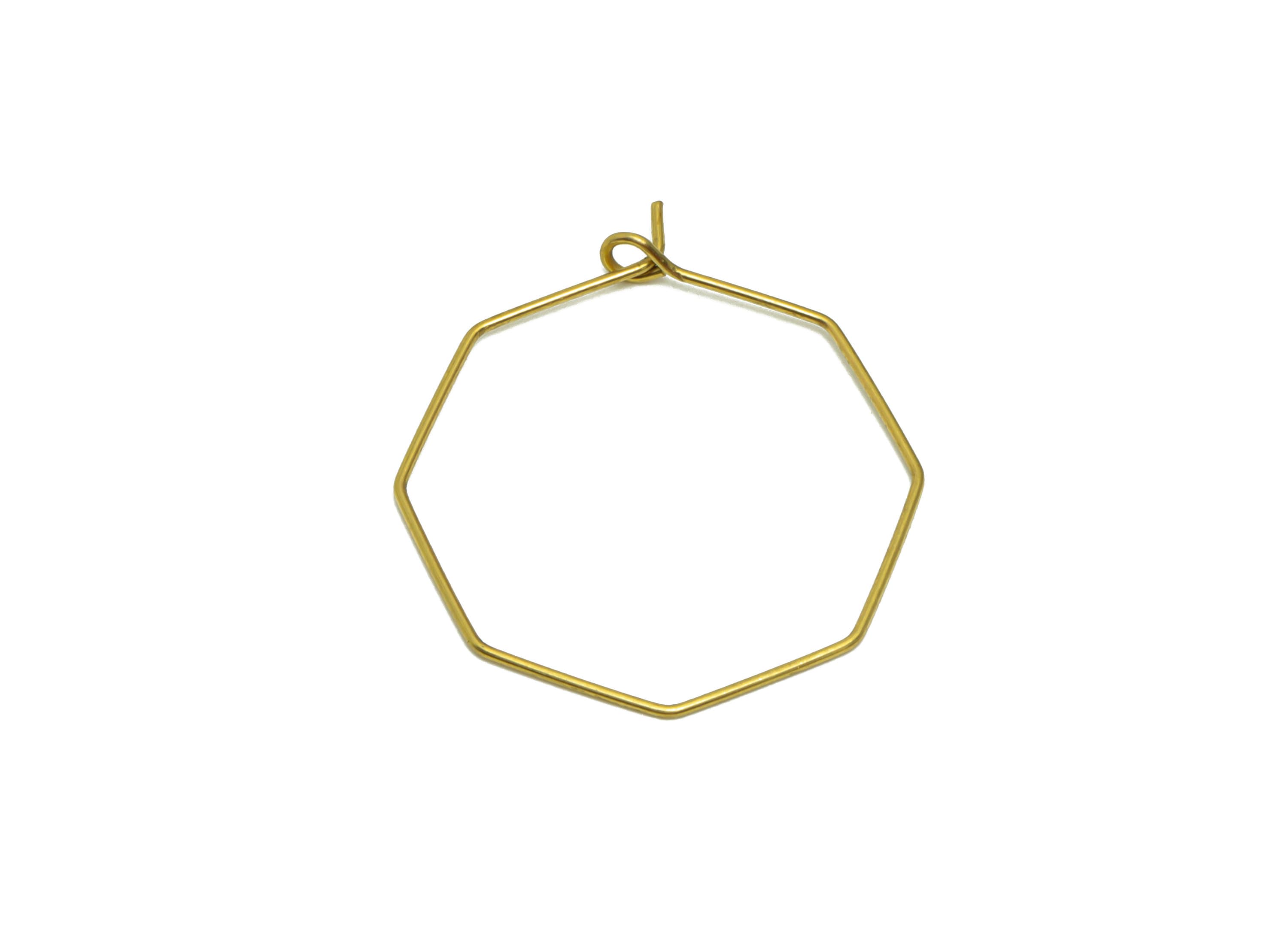 Octagon Wire Hoop Earring - Raw Brass Octagon Earring Charm - Octagon Earring Charm - Jeweler Making - 27.62x36.23x0.65mm - PP8706 - DOMEDBAZAAR