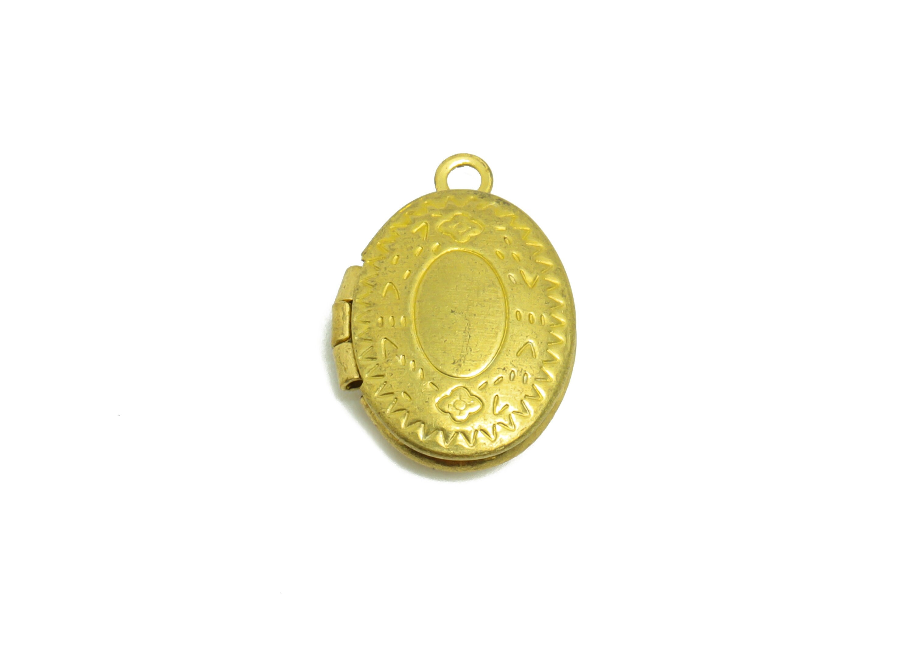 Brass Oval Locket Charm - Raw Brass Oval Locket Charms - Vintage Antique Looking Locket - Engrave Locket -For Engraving - 16x11x3mm - PP8929 - DOMEDBAZAAR